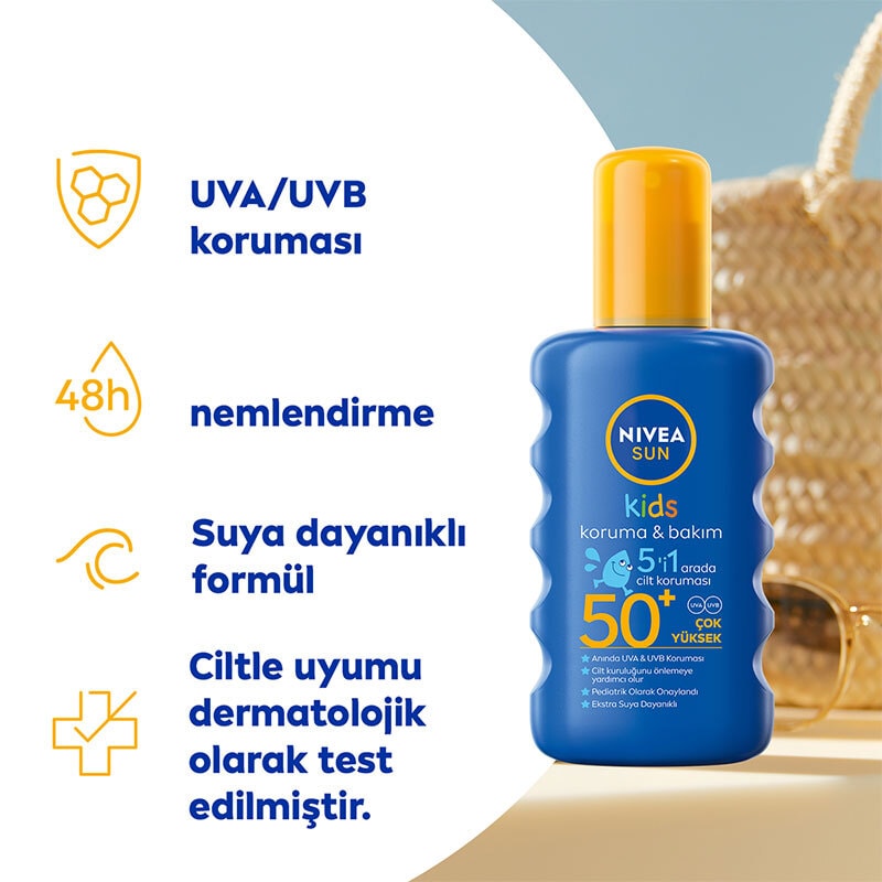 Nivea Sun Güneş Spreyi 200 ml Çocuk Renklı Nemlendirici Gkf 50 +