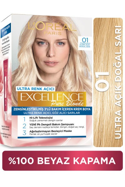 L’Oréal Paris Excellence Creme 01 Ultra Açık Doğal Sarı Saç Boyası