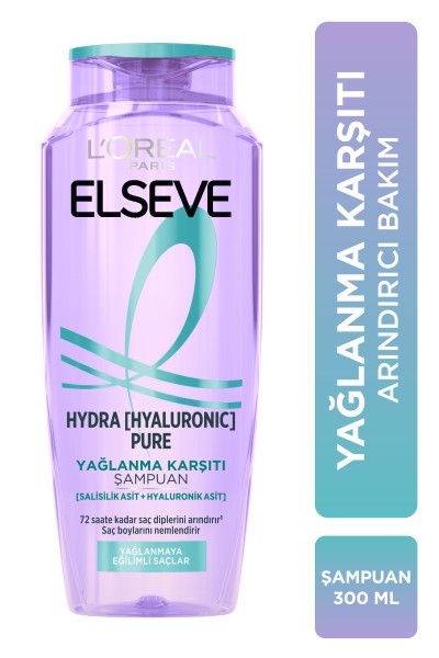 L'Oréal Paris Elseve Hydra [Hyaluronic] Pure Salisilik Asit İçeren Yağlanma Karşıtı Arındırıcı Şampuan 300ml