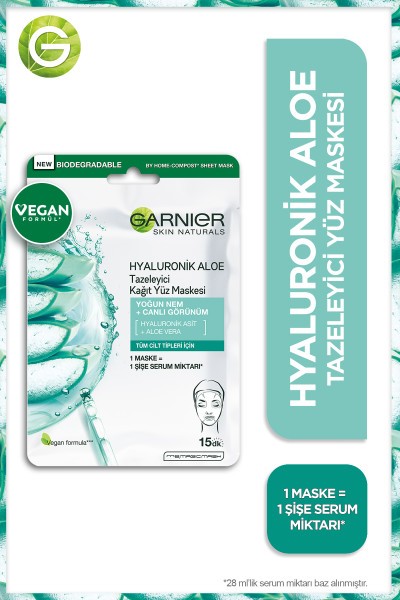 Garnier Hyaluronik Aloe Tazeleyici Kağıt Yüz Maskesi