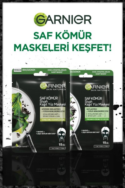Garnier Saf Kömür Siyah Yosun Gözenek Sıkılaştırıcı Kağıt Yüz Maskesi