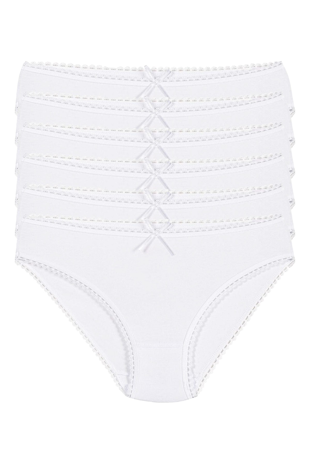 Kadın Beyaz 6'lı Paket Modal Dantelli Bikini Külot