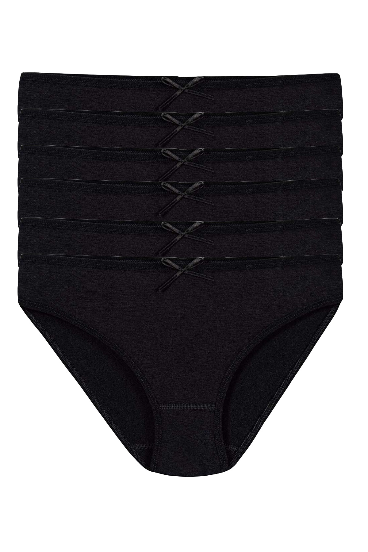 Kadın Siyah 6'lı Paket Likralı Viscon Bikini Külot