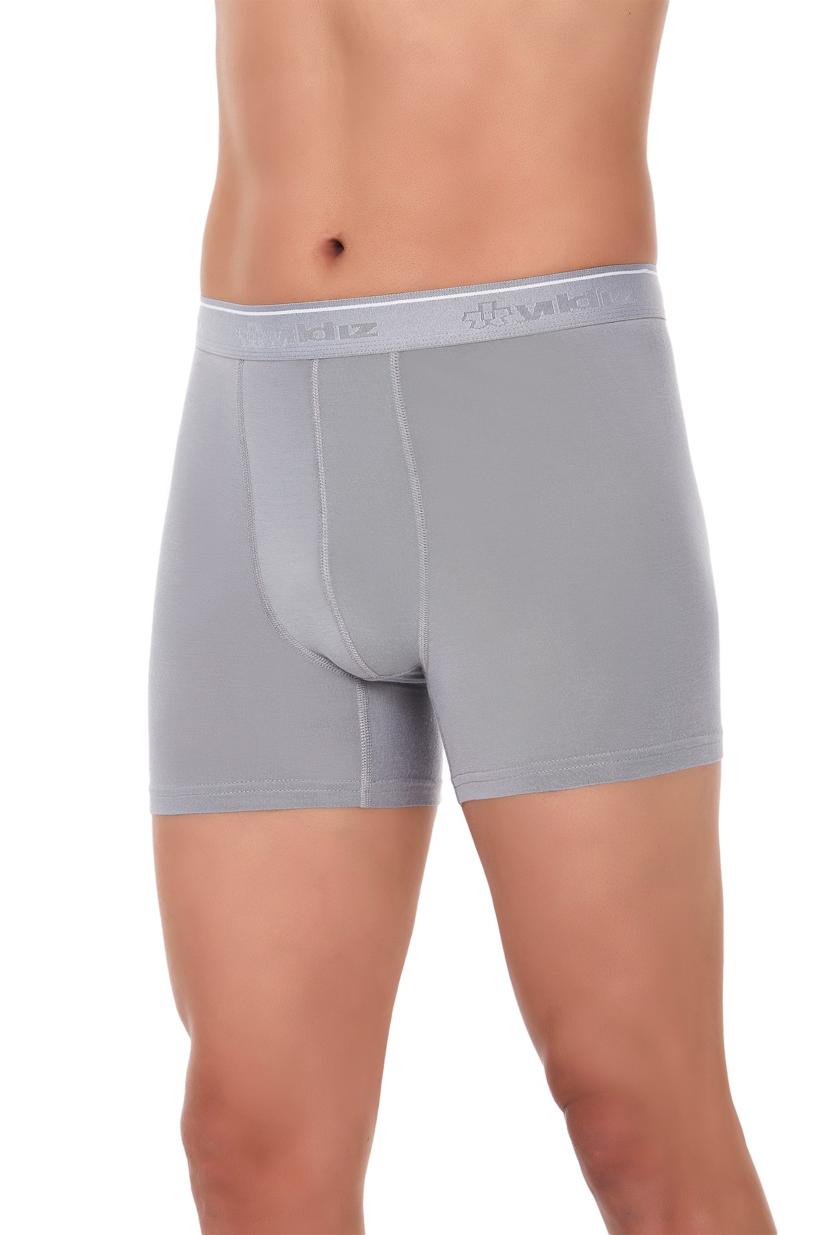 Erkek Gri 3'lü Paket Bambu Kemerli Boxer