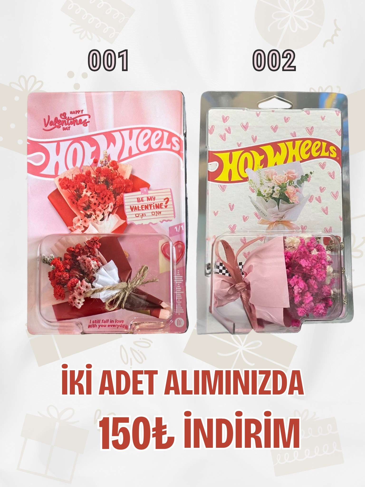 HOTWHEELS 2 ADET Mini Buket, Çiçek Buketi