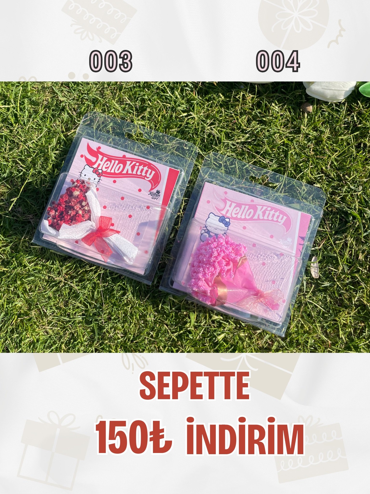 2 ADET HELLO KİTTY Mini Buket Çiçek, Hotwheels Çiçek