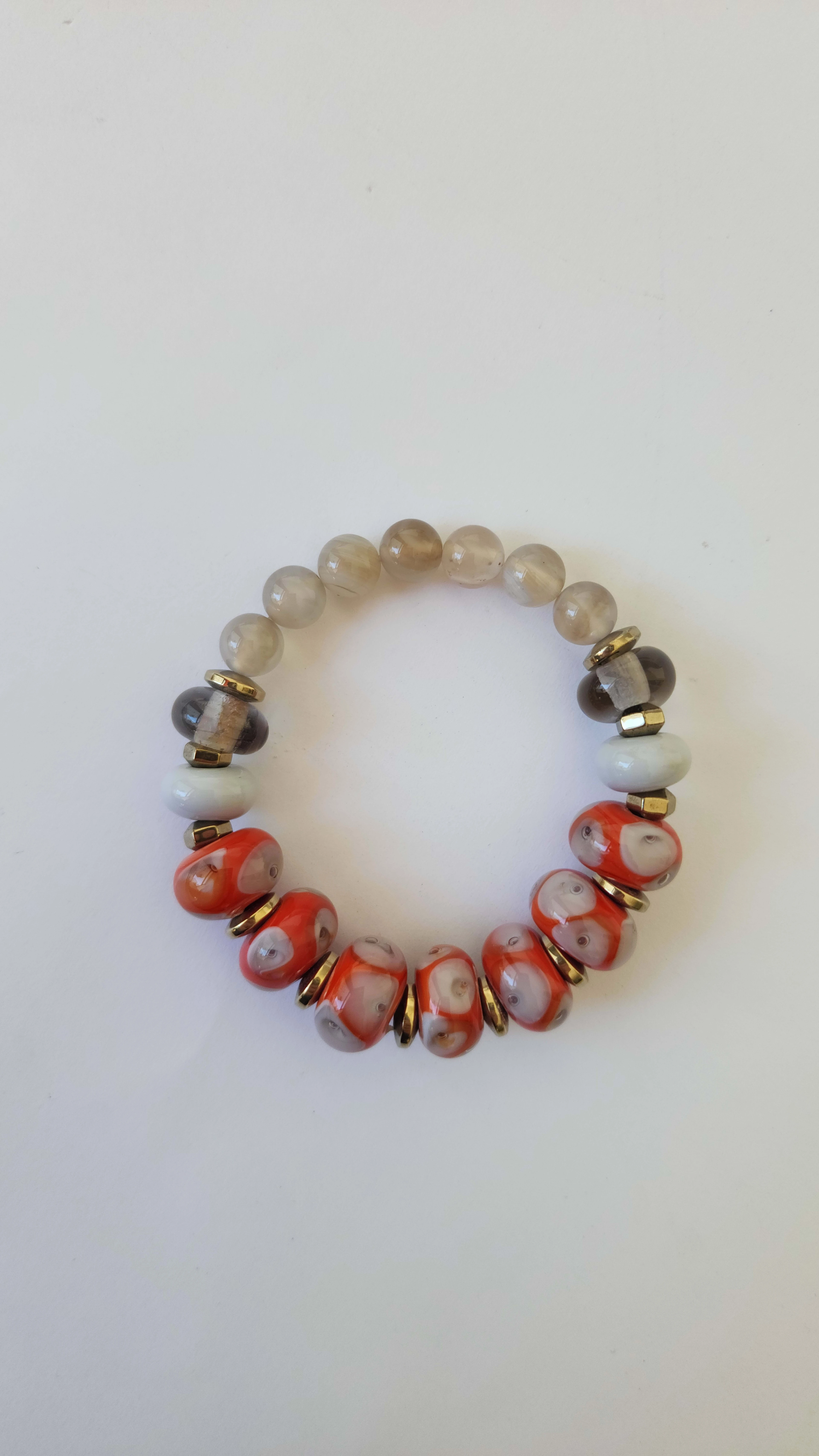 Akik Doğaltaşı ve Cam Boncuk Bileklik