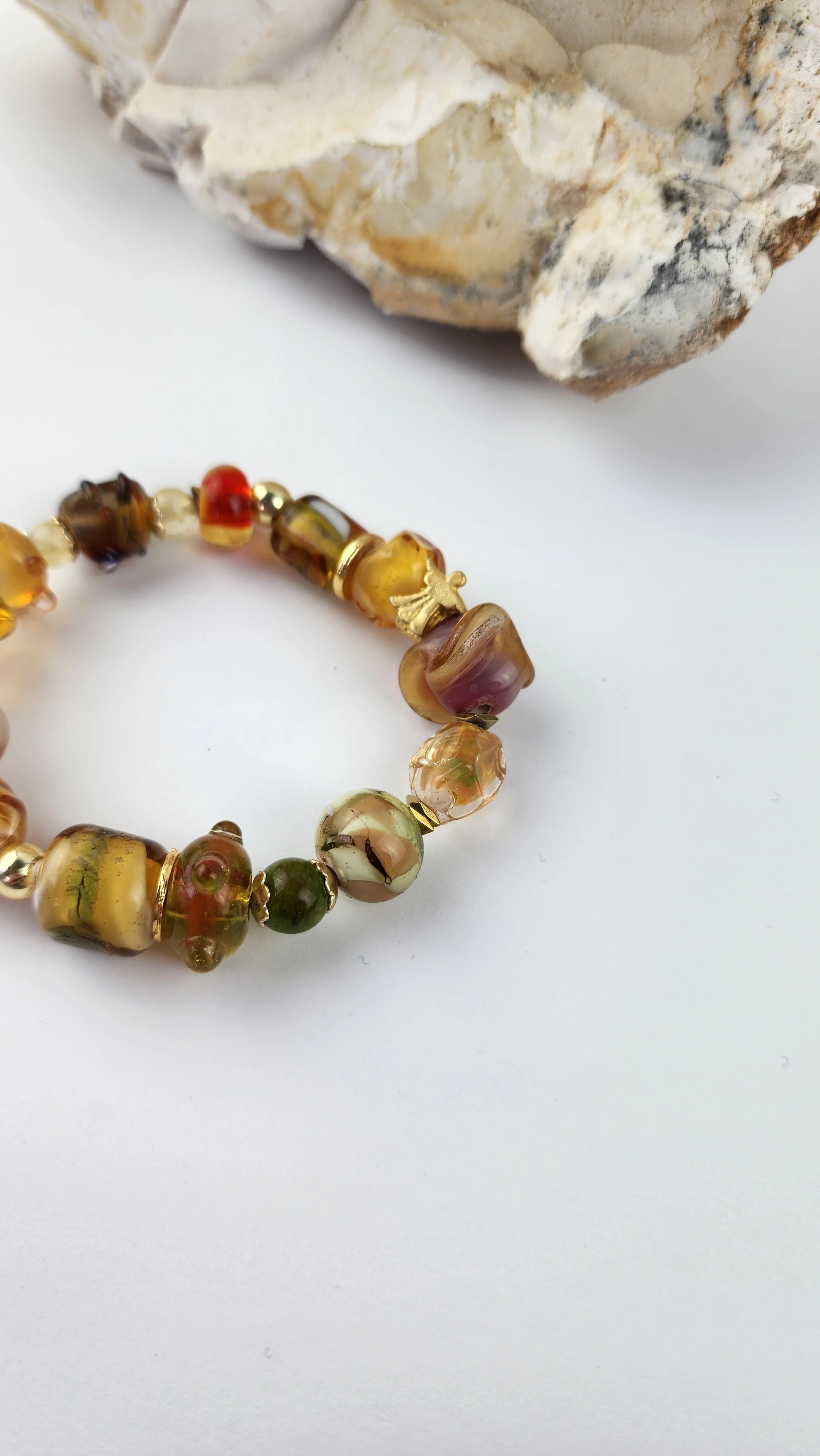 El Yapımı Cam Bileklik Amber