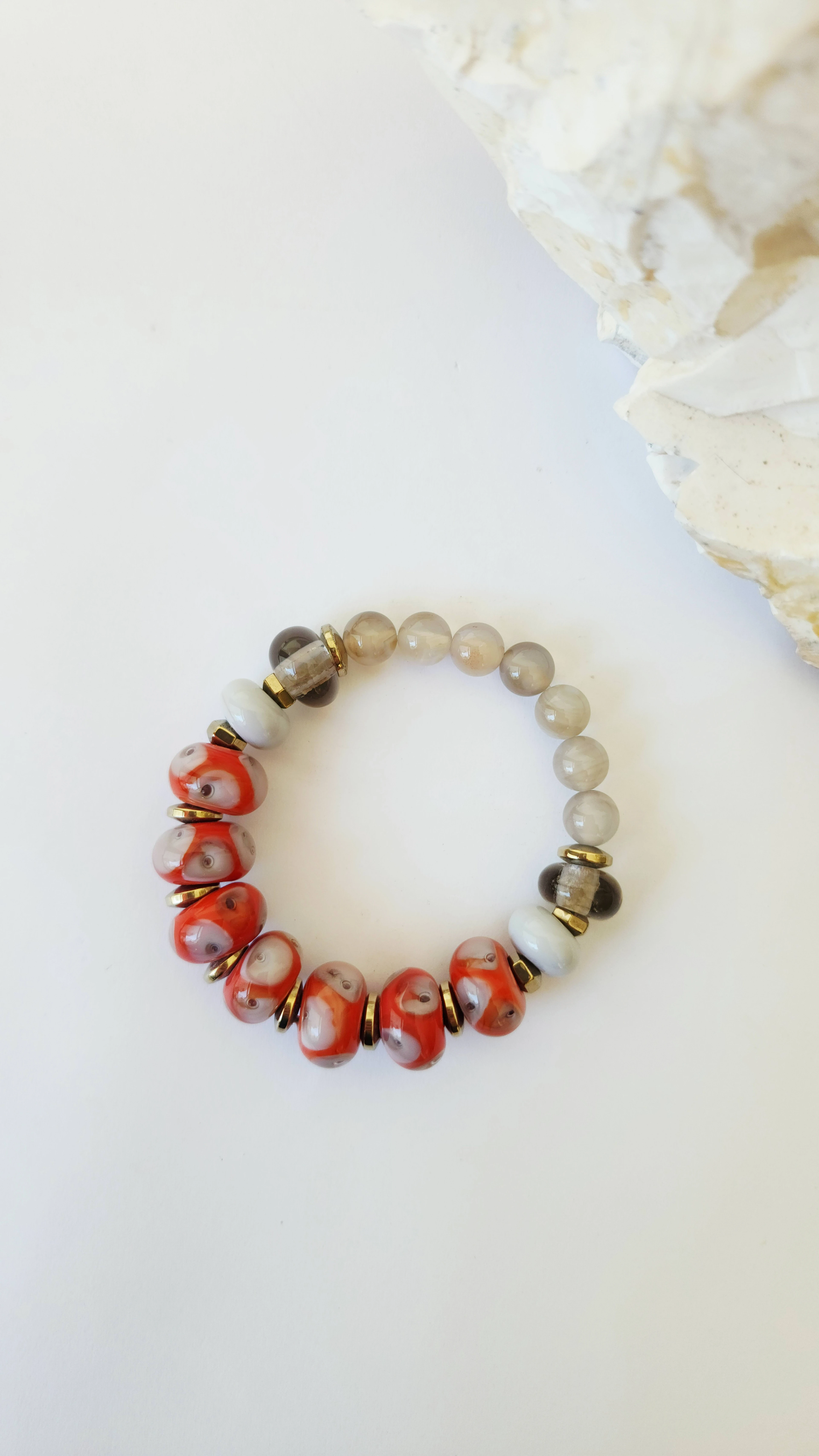 Akik Doğaltaşı ve Cam Boncuk Bileklik