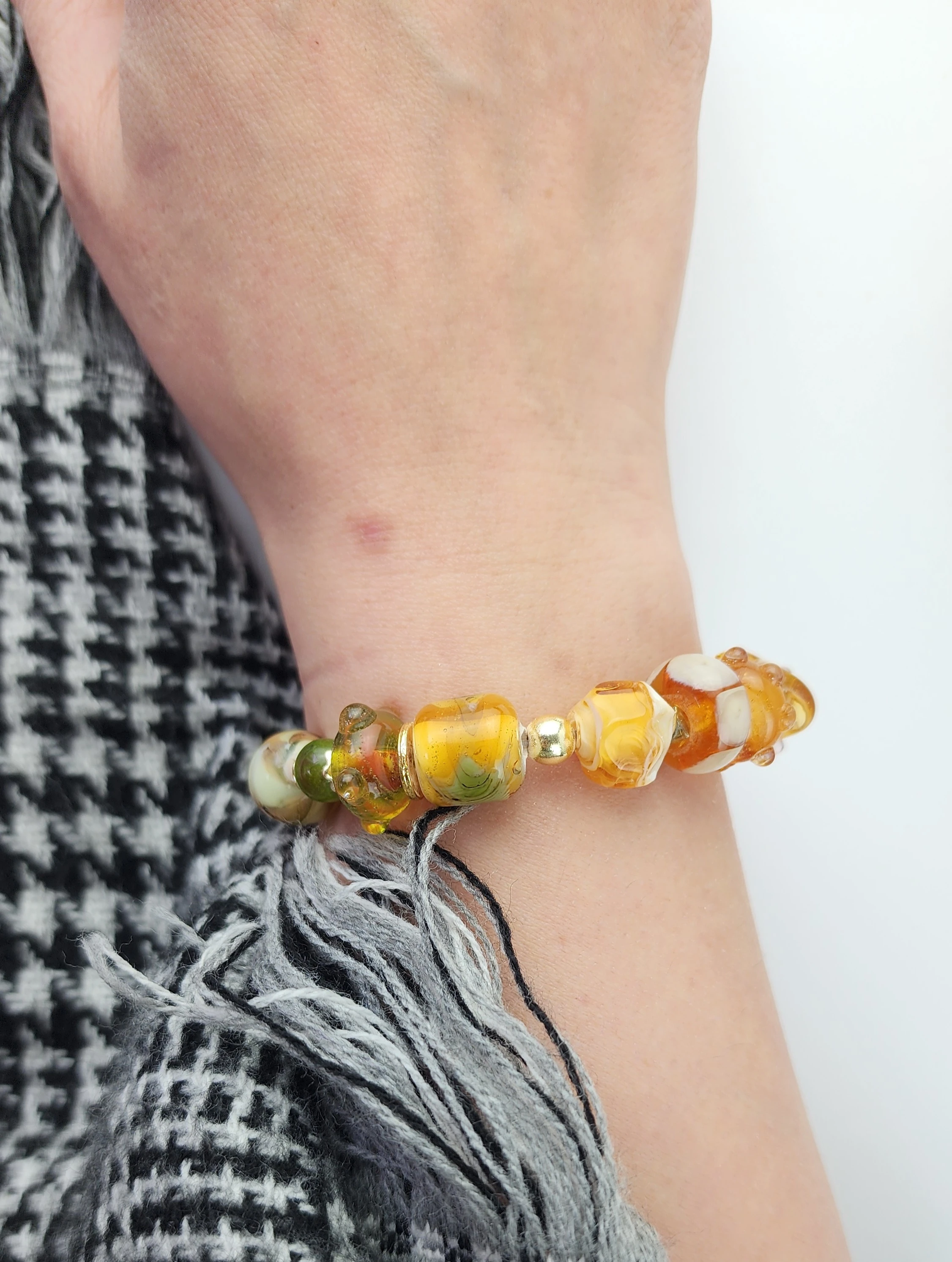 El Yapımı Cam Bileklik Amber