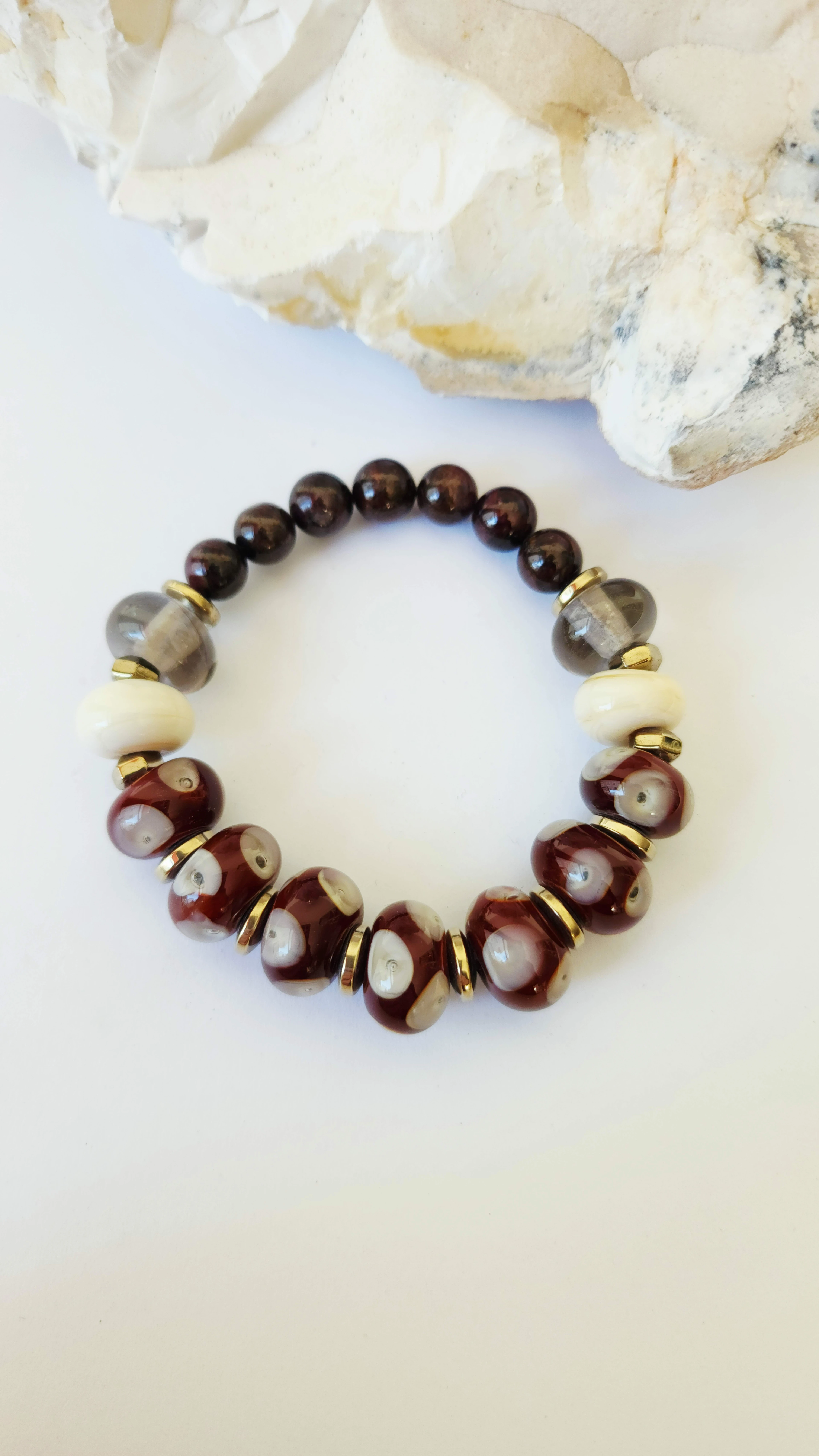 Lal Doğaltaşı ve Cam Boncuk Bileklik