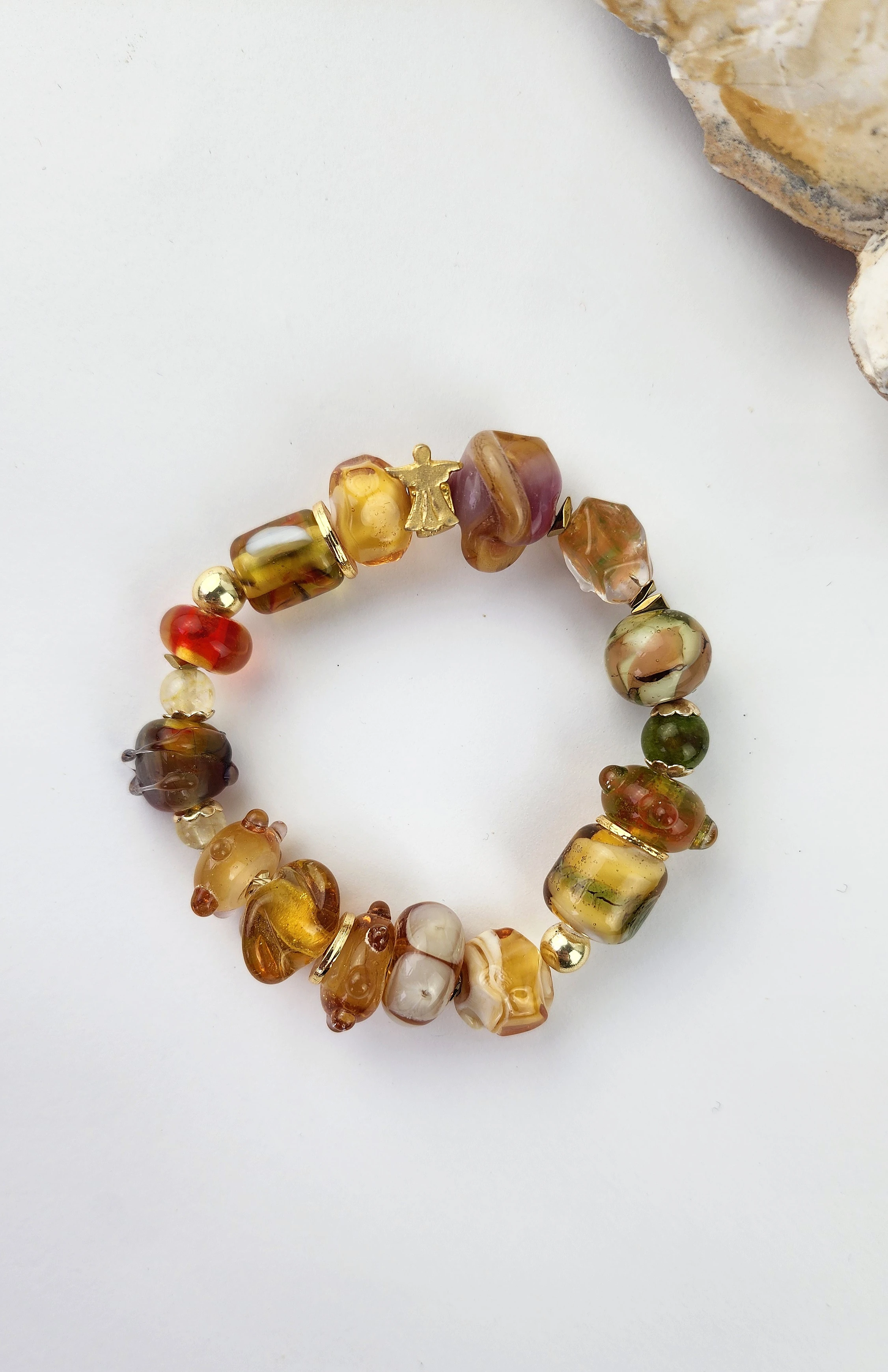 El Yapımı Cam Bileklik Amber