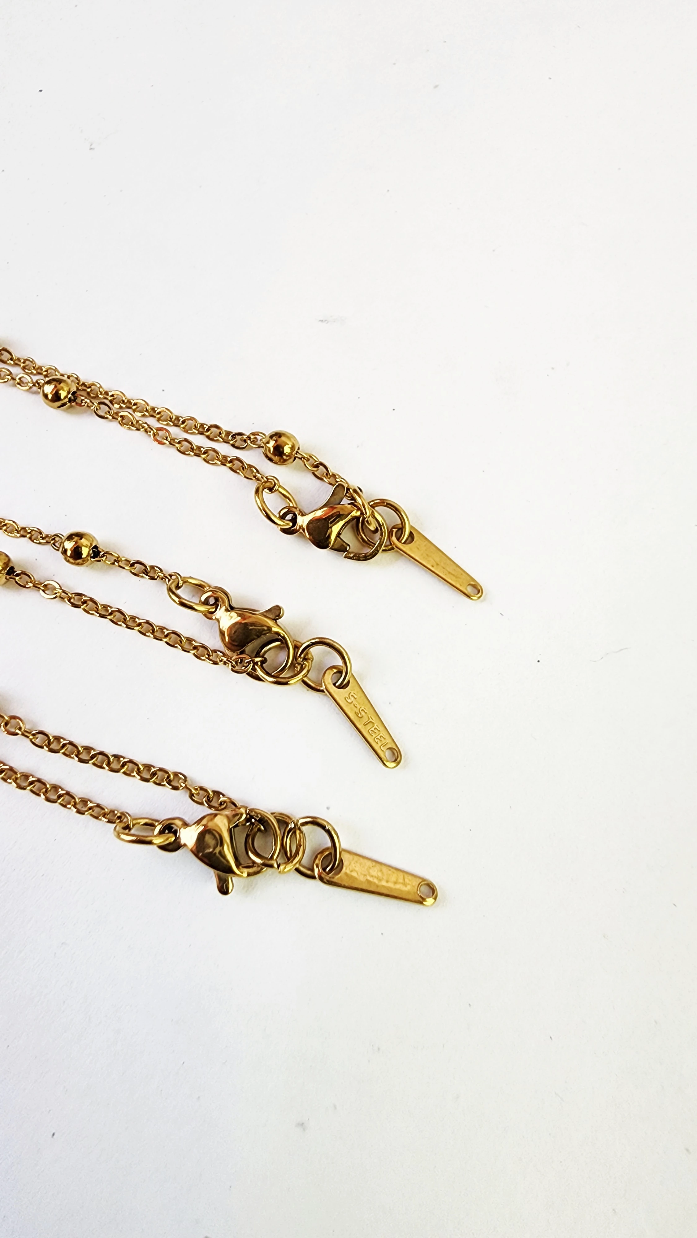 Çelik Zincir El Yapımı Cam Kolye Ucu