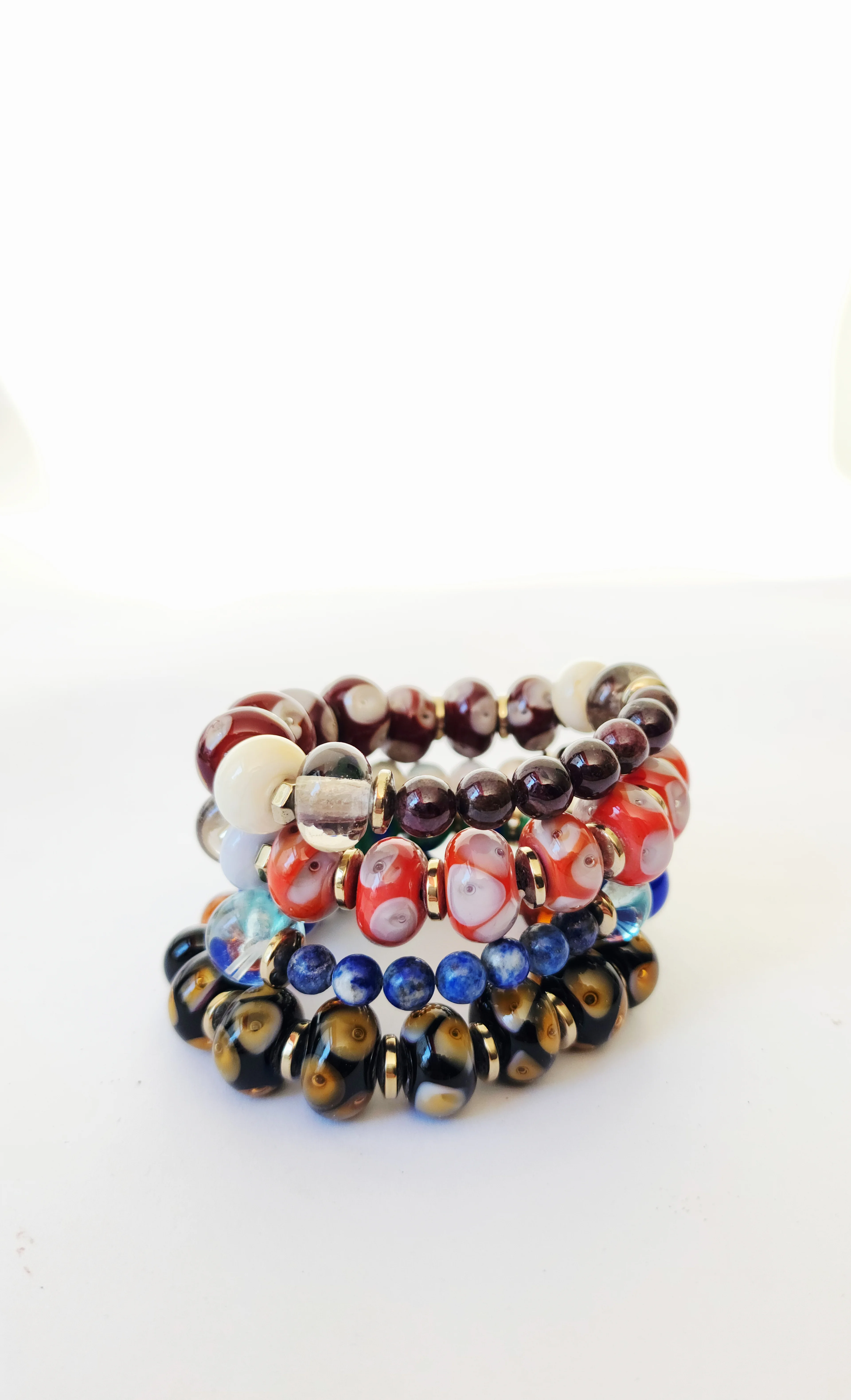 Lal Doğaltaşı ve Cam Boncuk Bileklik