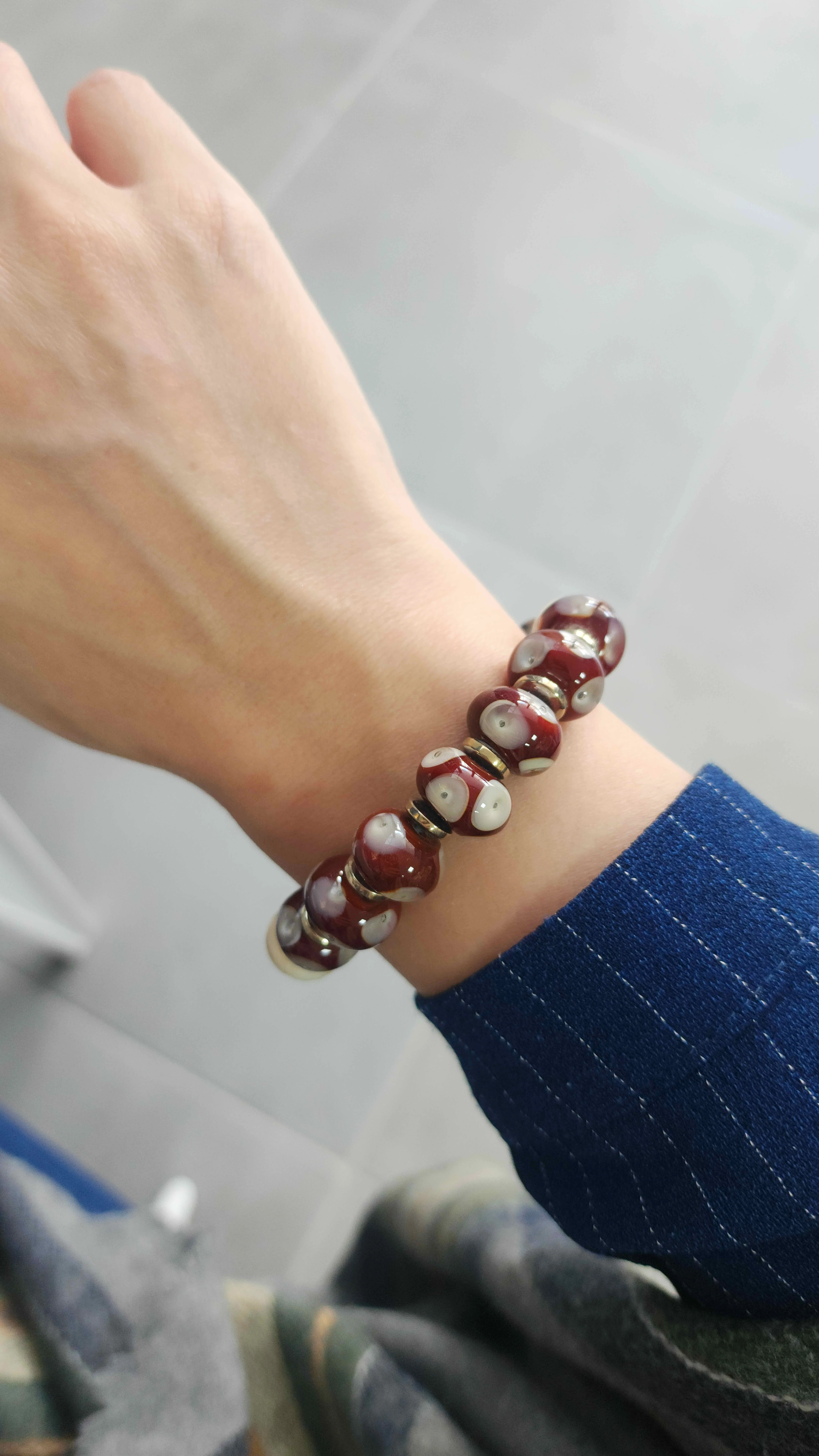 Lal Doğaltaşı ve Cam Boncuk Bileklik