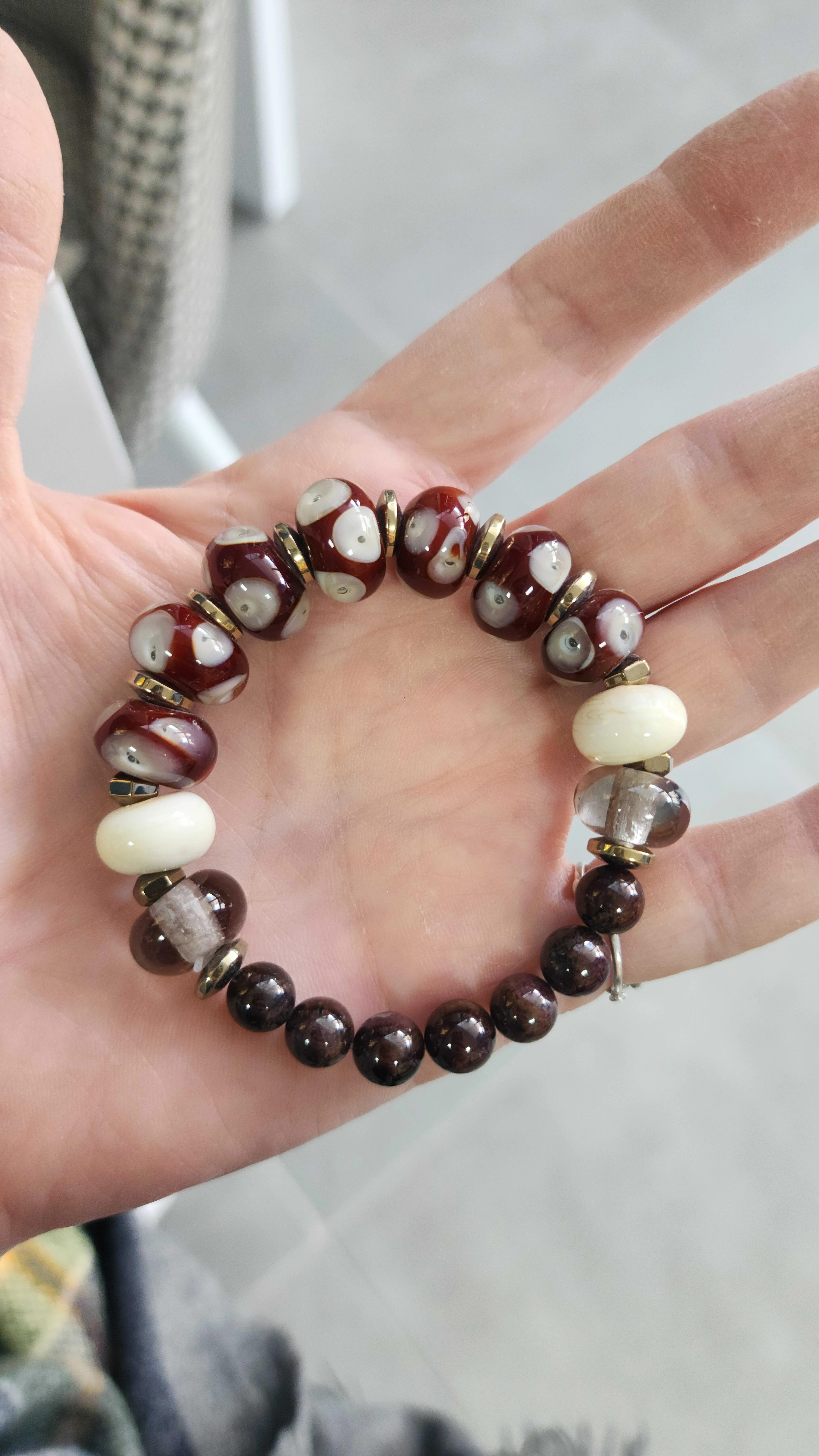 Lal Doğaltaşı ve Cam Boncuk Bileklik