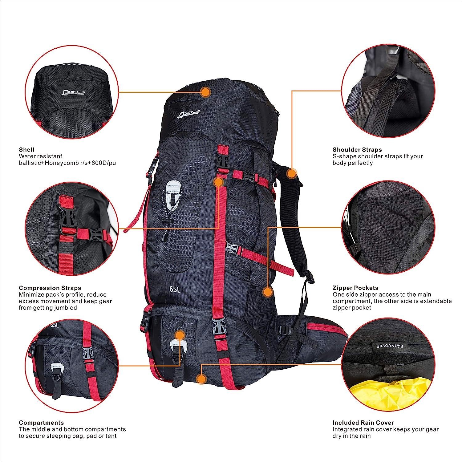 QuickUP Hiking Sırt Çantası 65 Litre-SİYAH