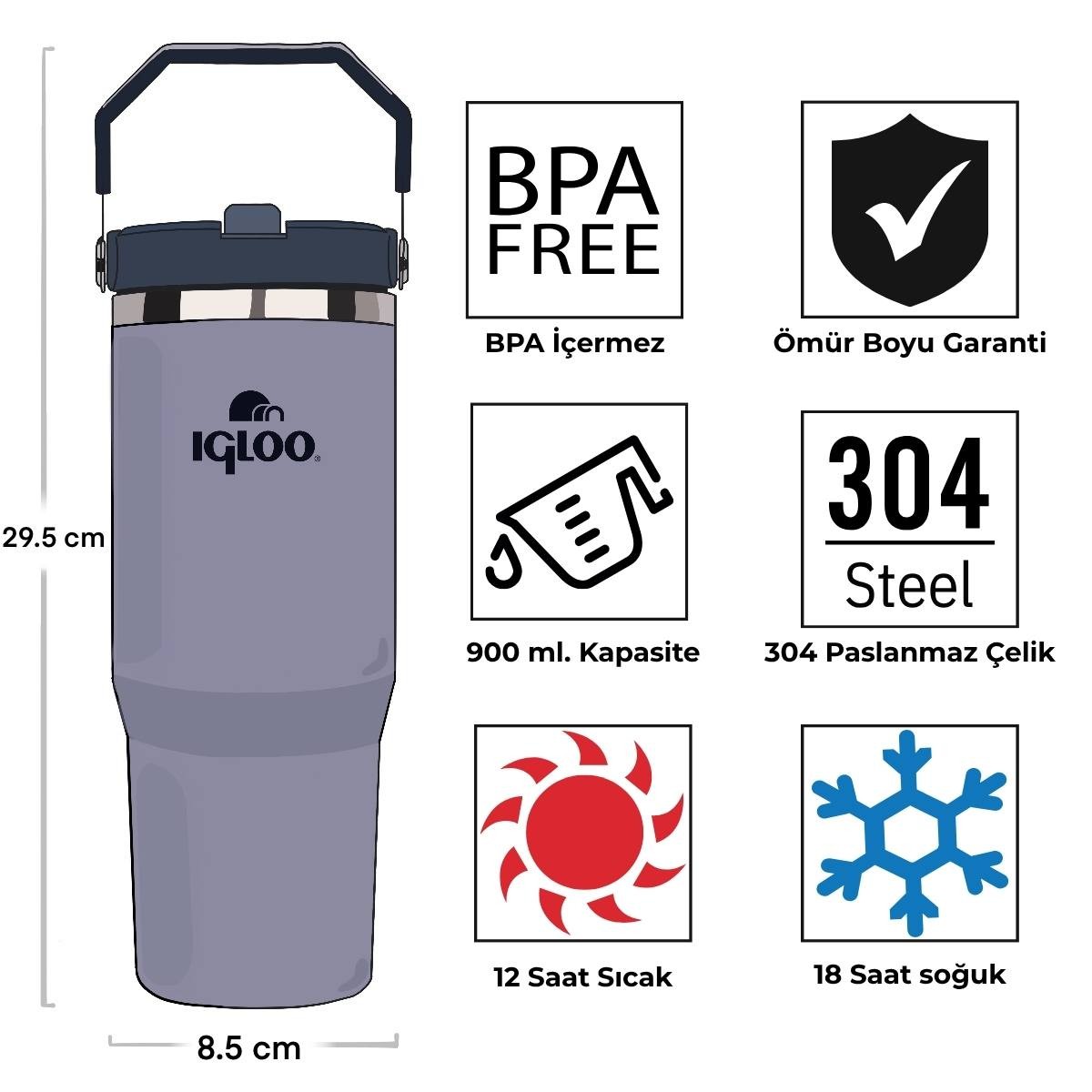 Igloo Powder Termos 900ml-MAVİ