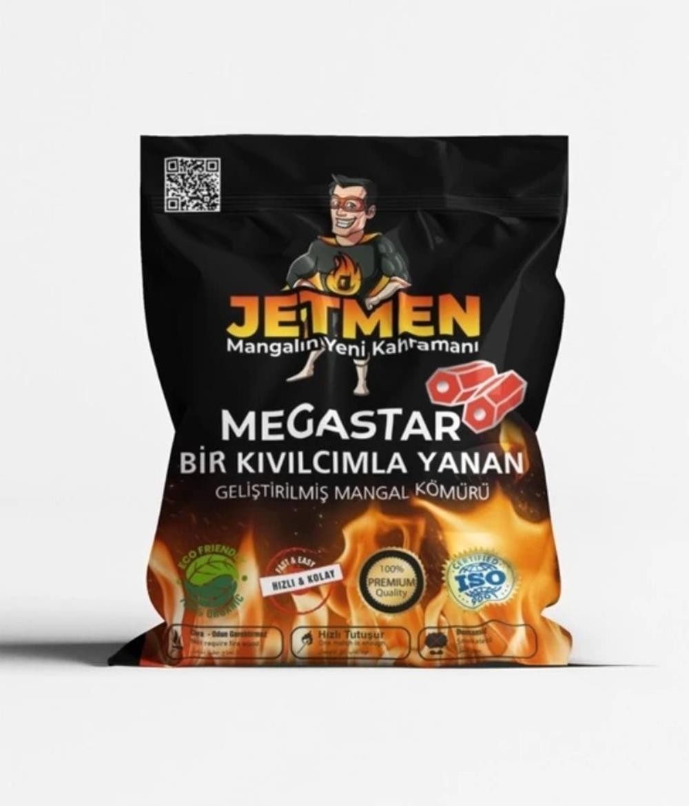 Jetmen MegaStar PRO Geliştirilmiş Mangal Kömürü 2 kg