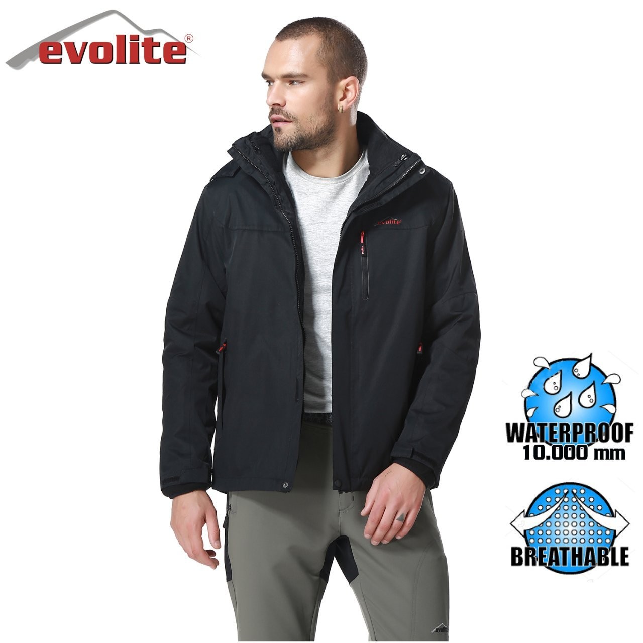 Evolite Diva Men's 3in1 Black Coat