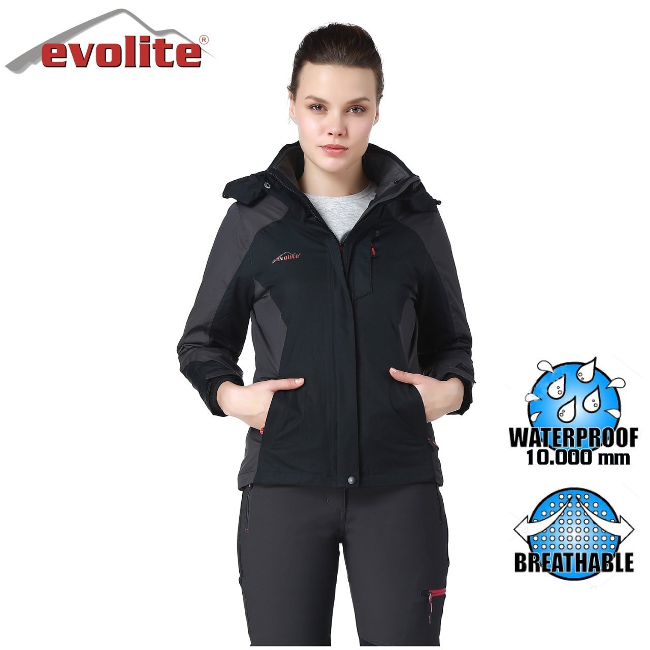 Evolite Diva Women's 3in1 Grey/Black Coat