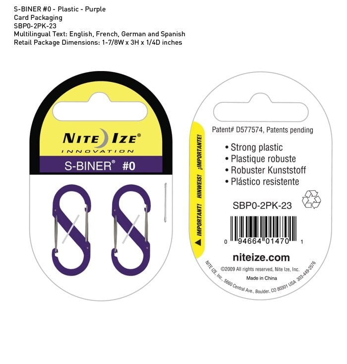 Nite-ize S-Biner Plastic Size 0 Purple