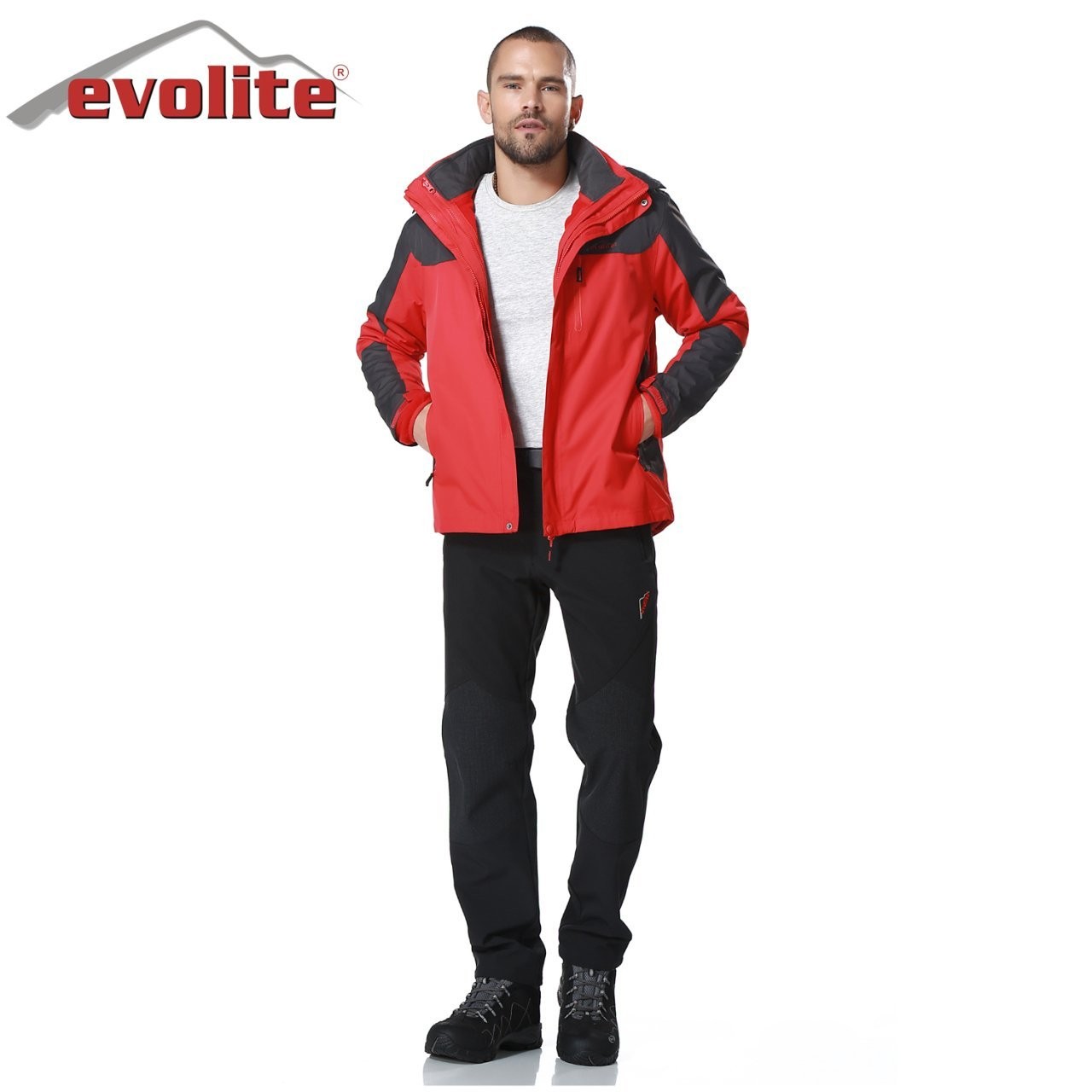 Evolite Diva Men's 3in1 Grey/Red Coat