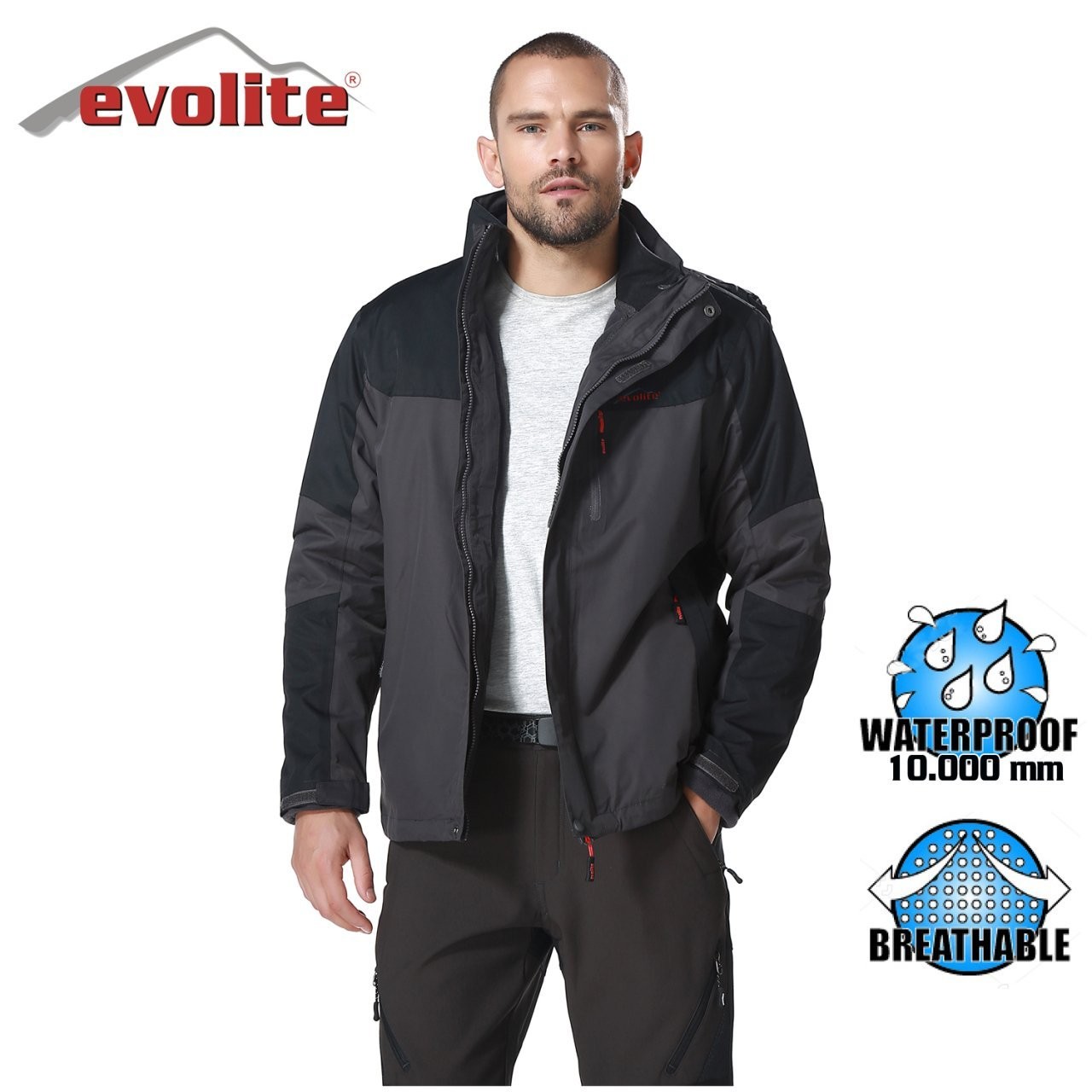 Evolite Diva Men's 3in1 Grey/Black Coat