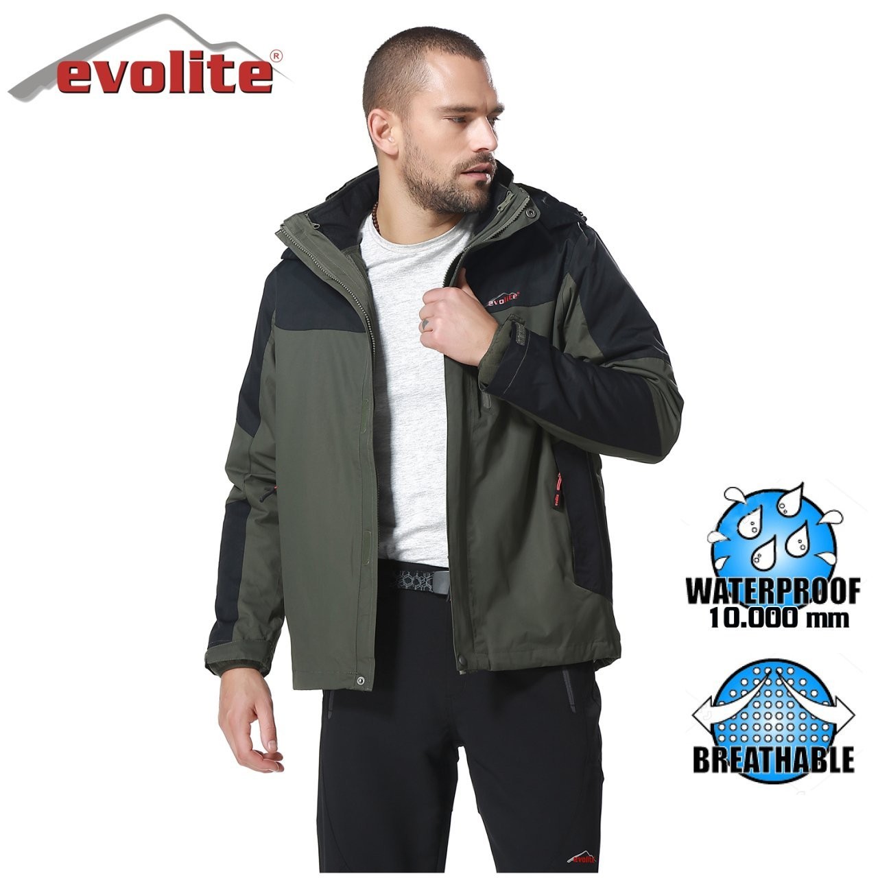 Evolite Diva Men's 3in1 Khaki/Black Coat