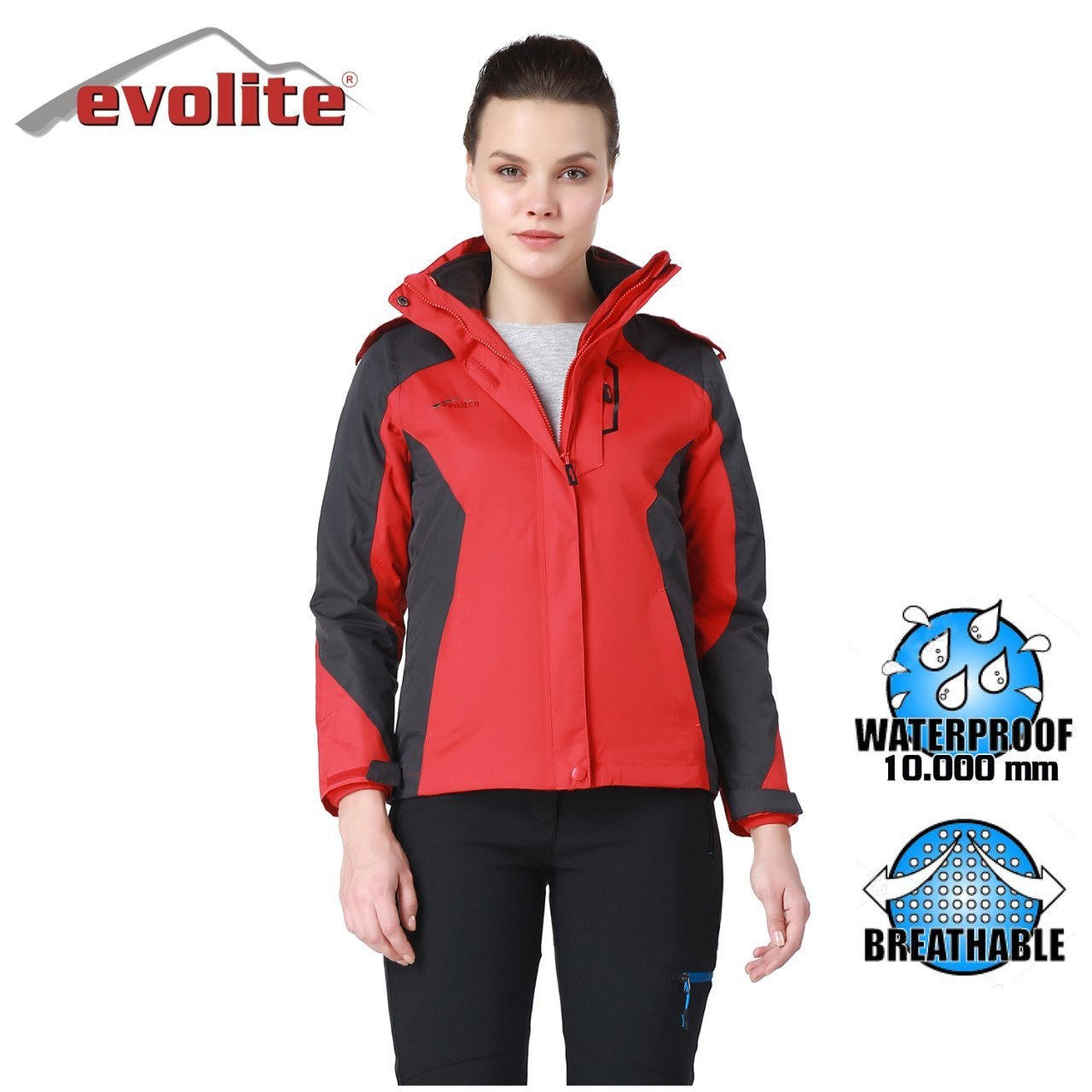 Evolite Diva Women's 3in1 Grey/Red Coat