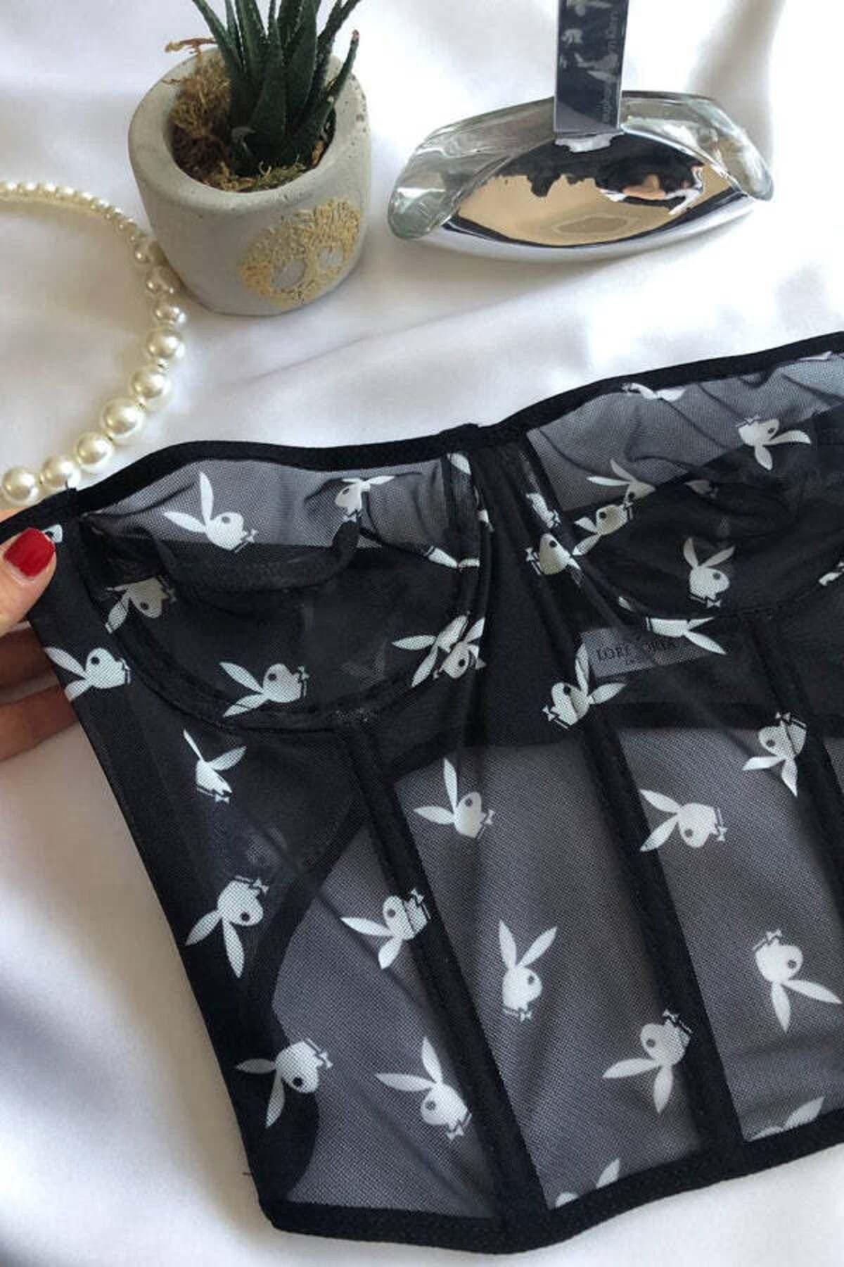 Playboy Straplez Korse Tül Büstiyer