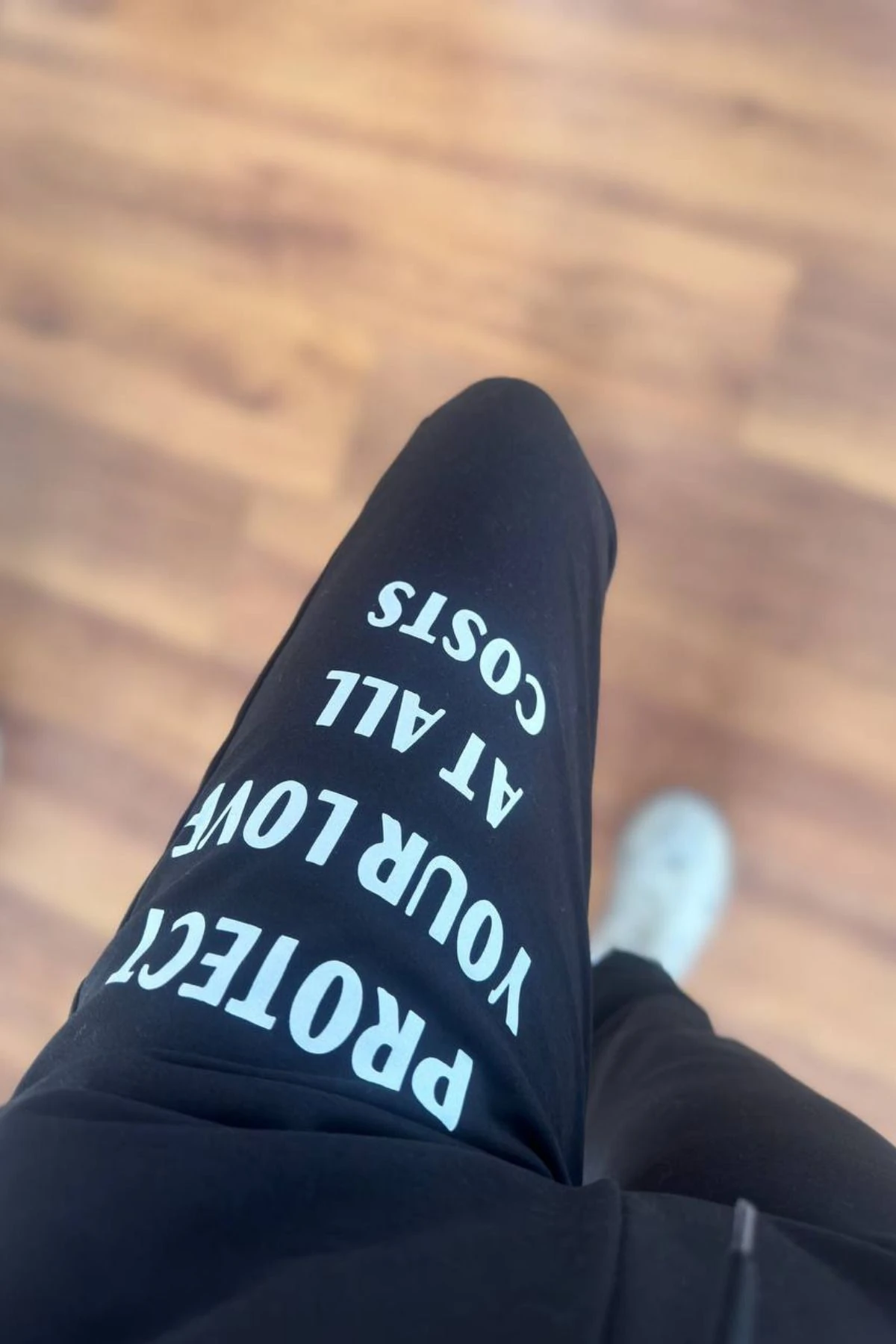 Kadın Siyah Penye Yazlık Jogger Spor Eşofman Alt Baskı Detaylı