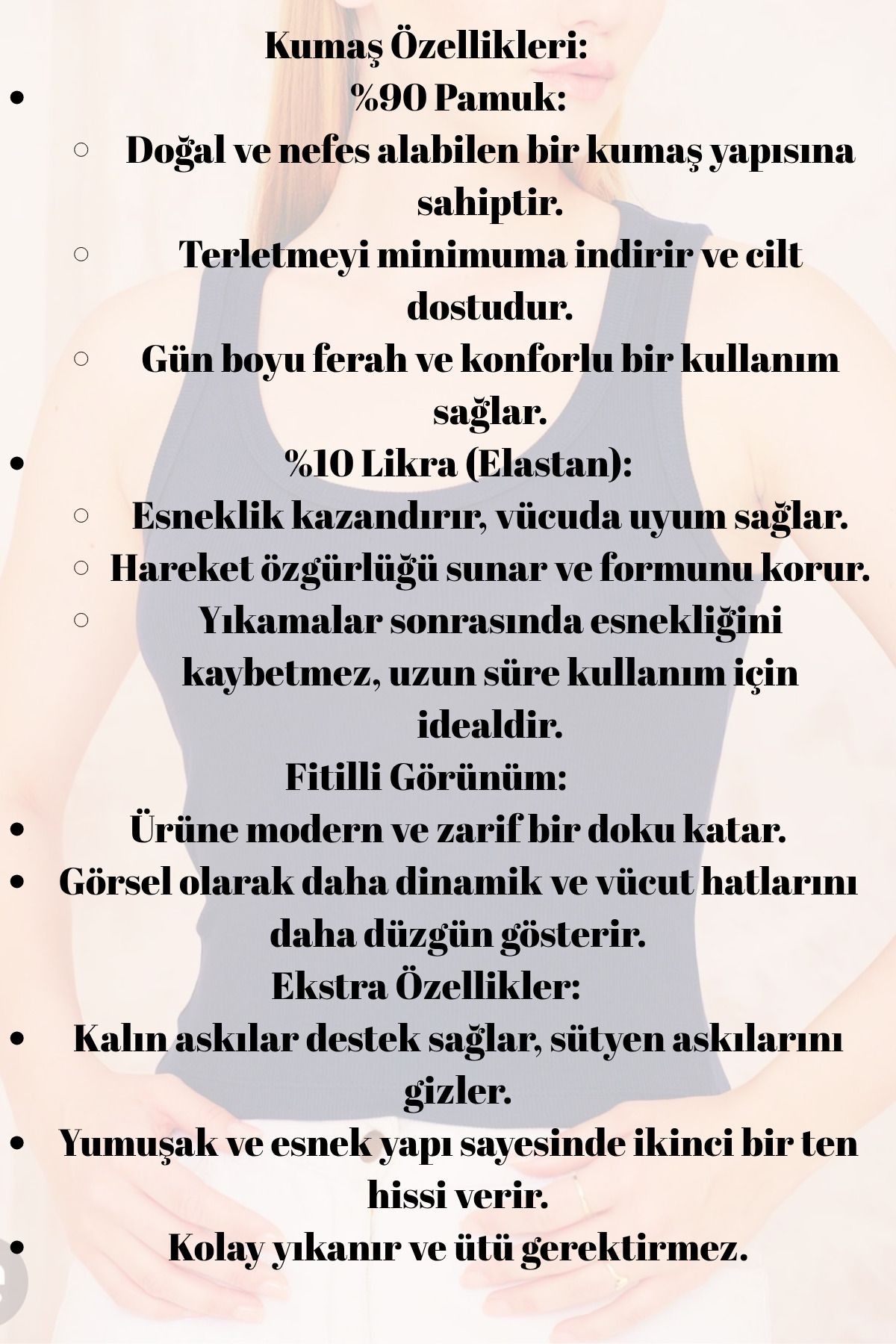 Kadın Fitilli Görünümlü Kalın Askılı Basic Atlet Body %90 Pamuk %10 Likra