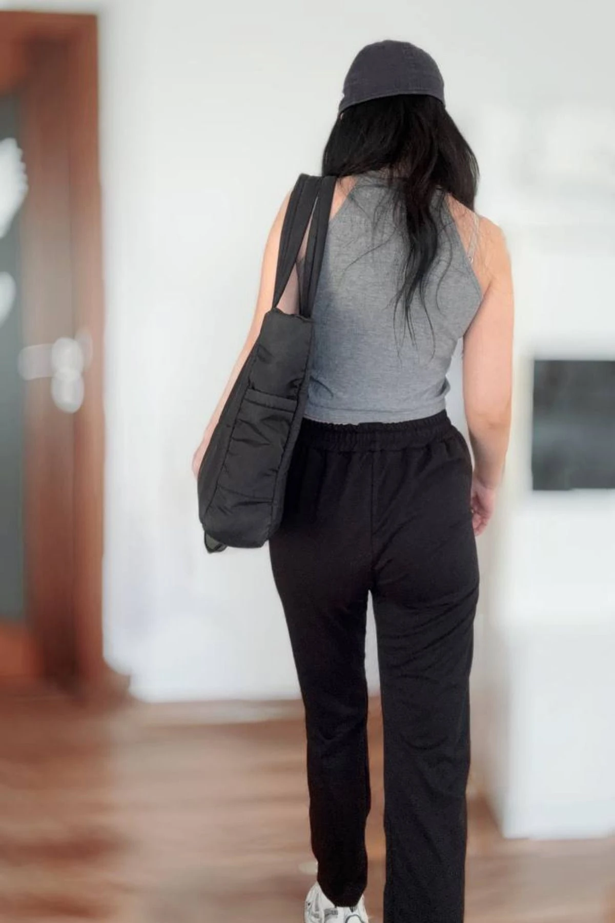 Kadın Siyah Penye Yazlık Jogger Spor Eşofman Alt Baskı Detaylı