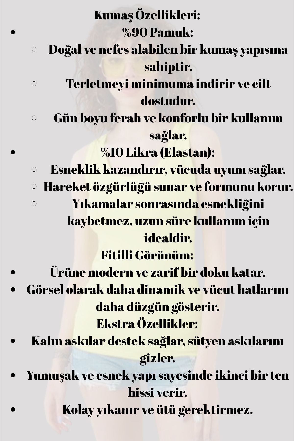 Kadın Fitilli Görünümlü Kalın Askılı Basic Atlet Body %90 Pamuk %10 Likra