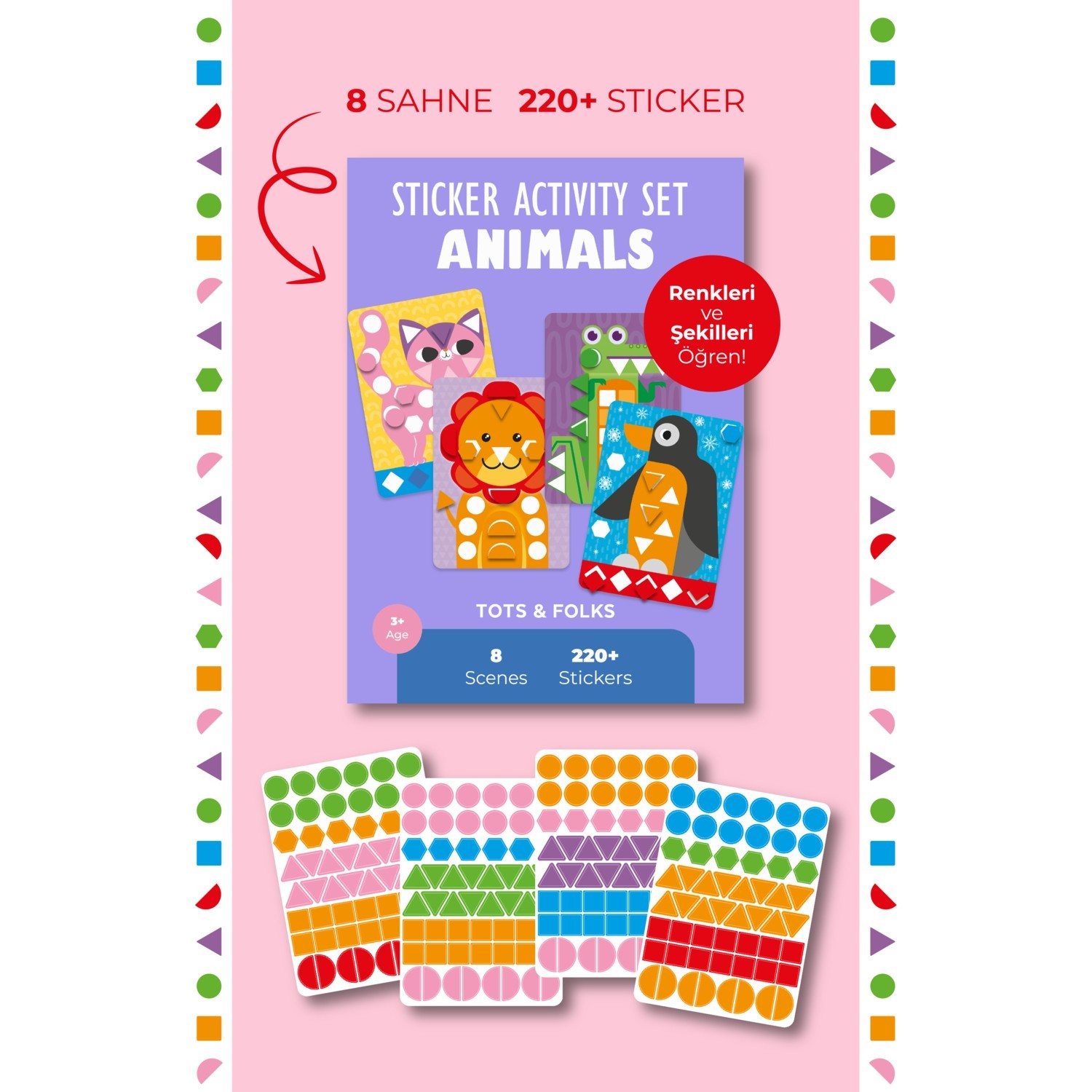 Animals Sticker Activity Set, Dikkat ve Konsantrasyon Artırıcı Hayvanlar Sticker Aktivite Seti / 220+ Stickers