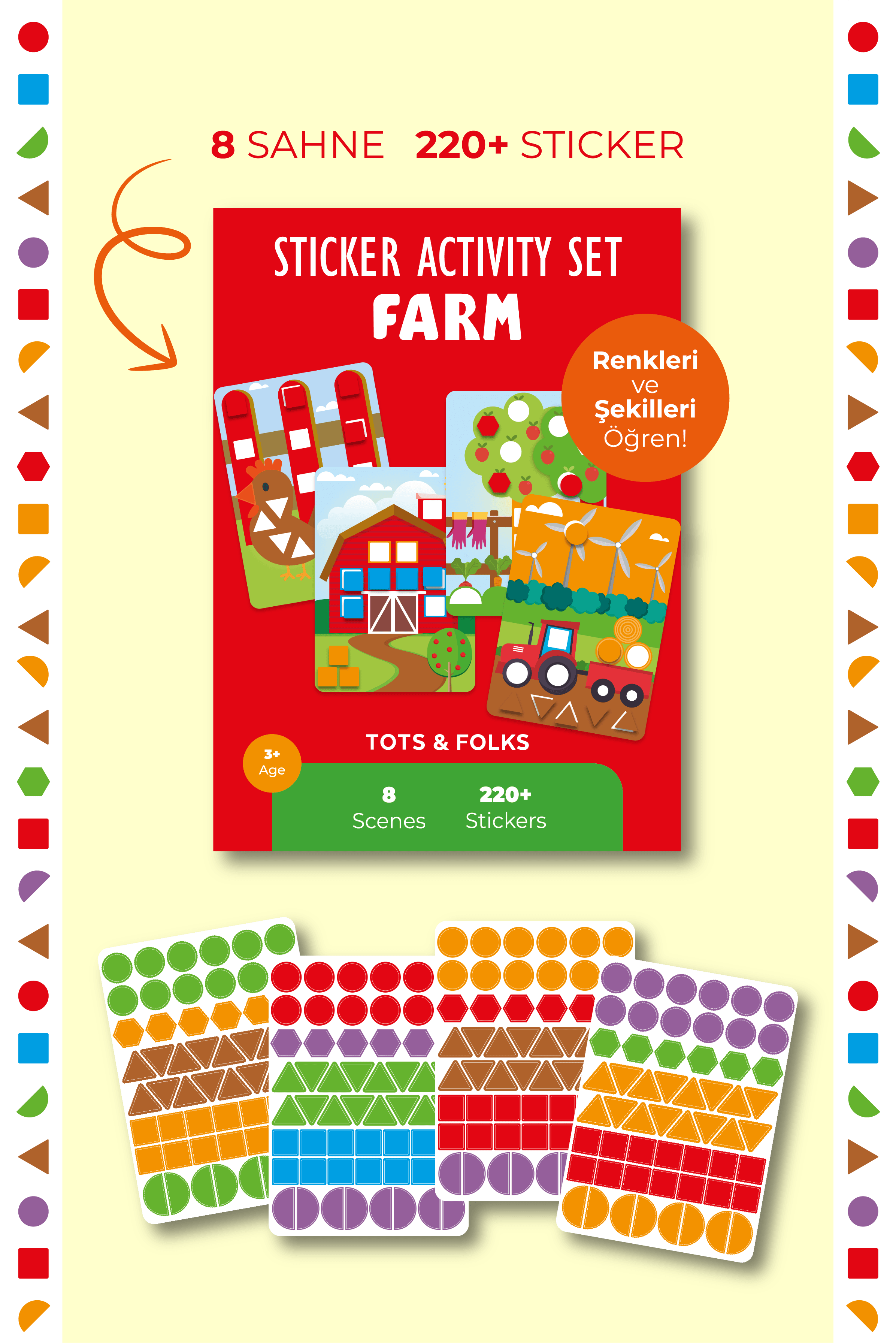 Farm Sticker Activity Set, Dikkat ve Konsantrasyon Artırıcı Çiftlik Sticker Aktivite Seti / 220+ Stickers