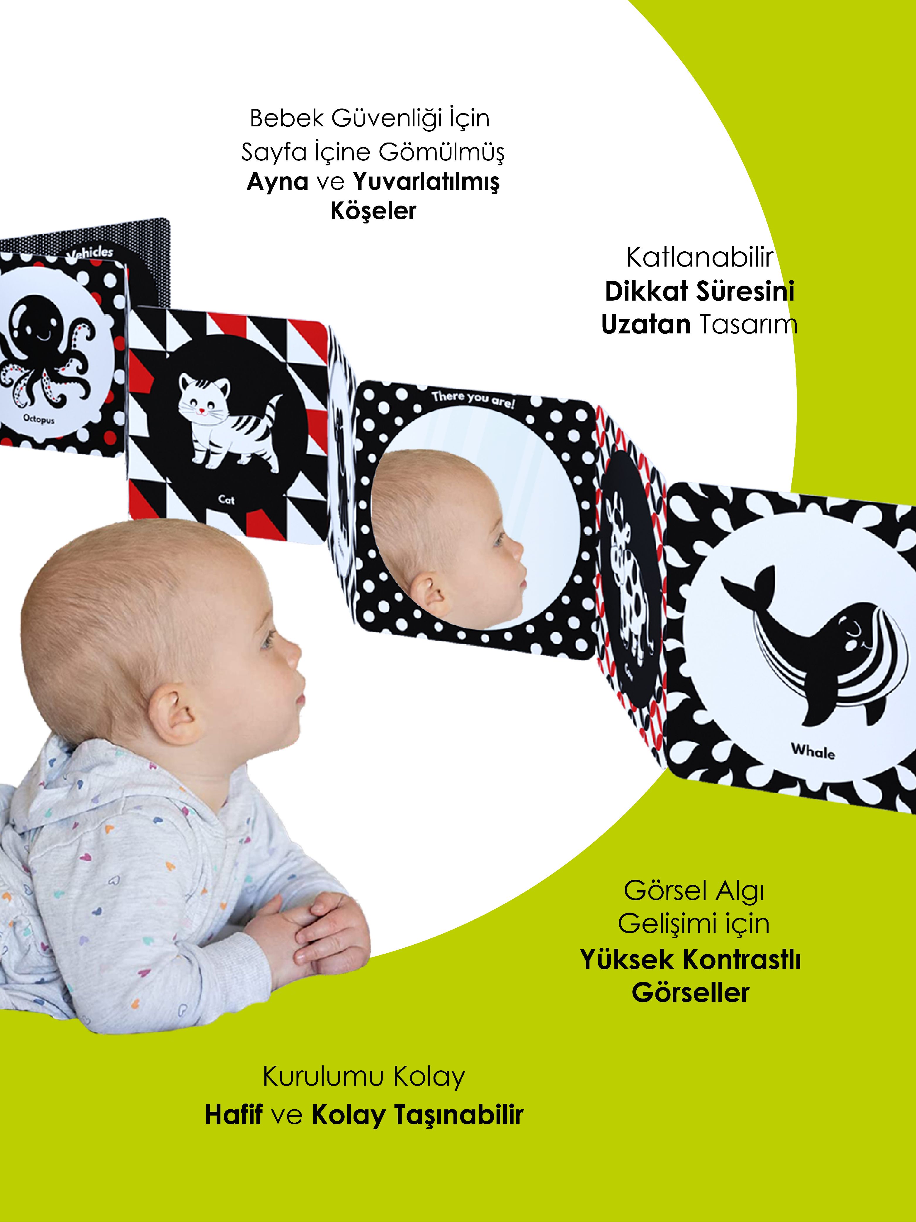 Tummy Time Bebek Aynası & Katlanır Kitap | Aynalı Bebek Karın Üzeri Egzersiz Oyuncağı