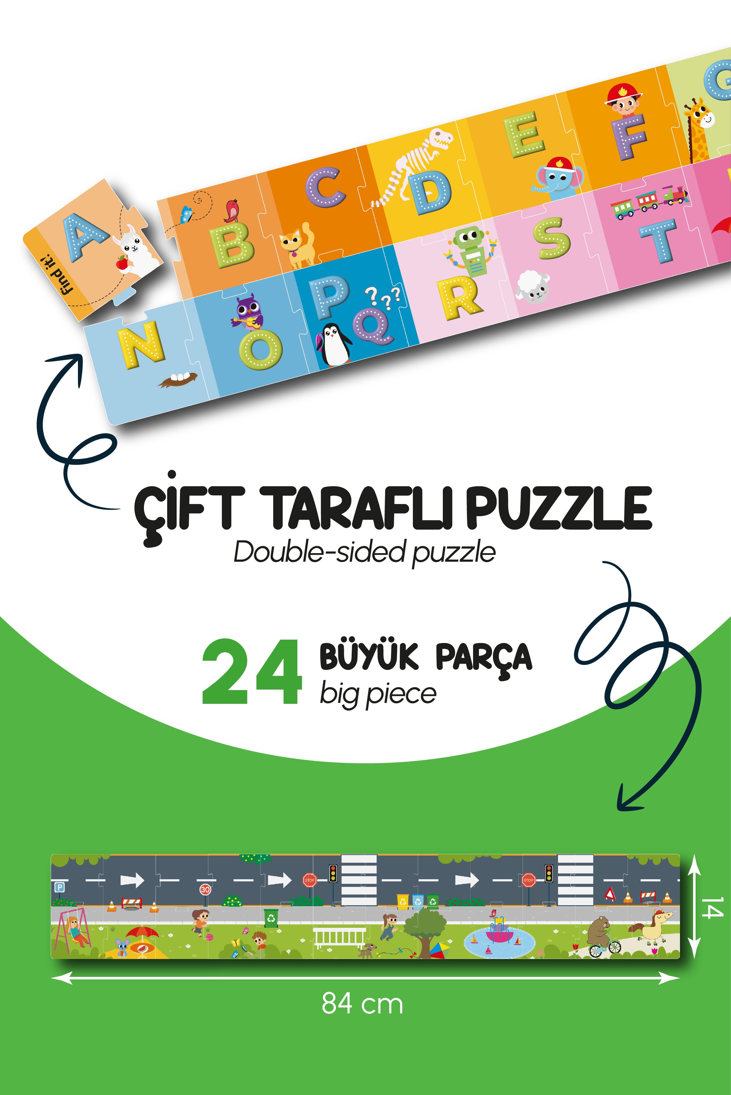 Abc Town İlk Kelimelerim Yaz Sil Eğitici Alfabe Kitabı ve Puzzle Oyun Seti 