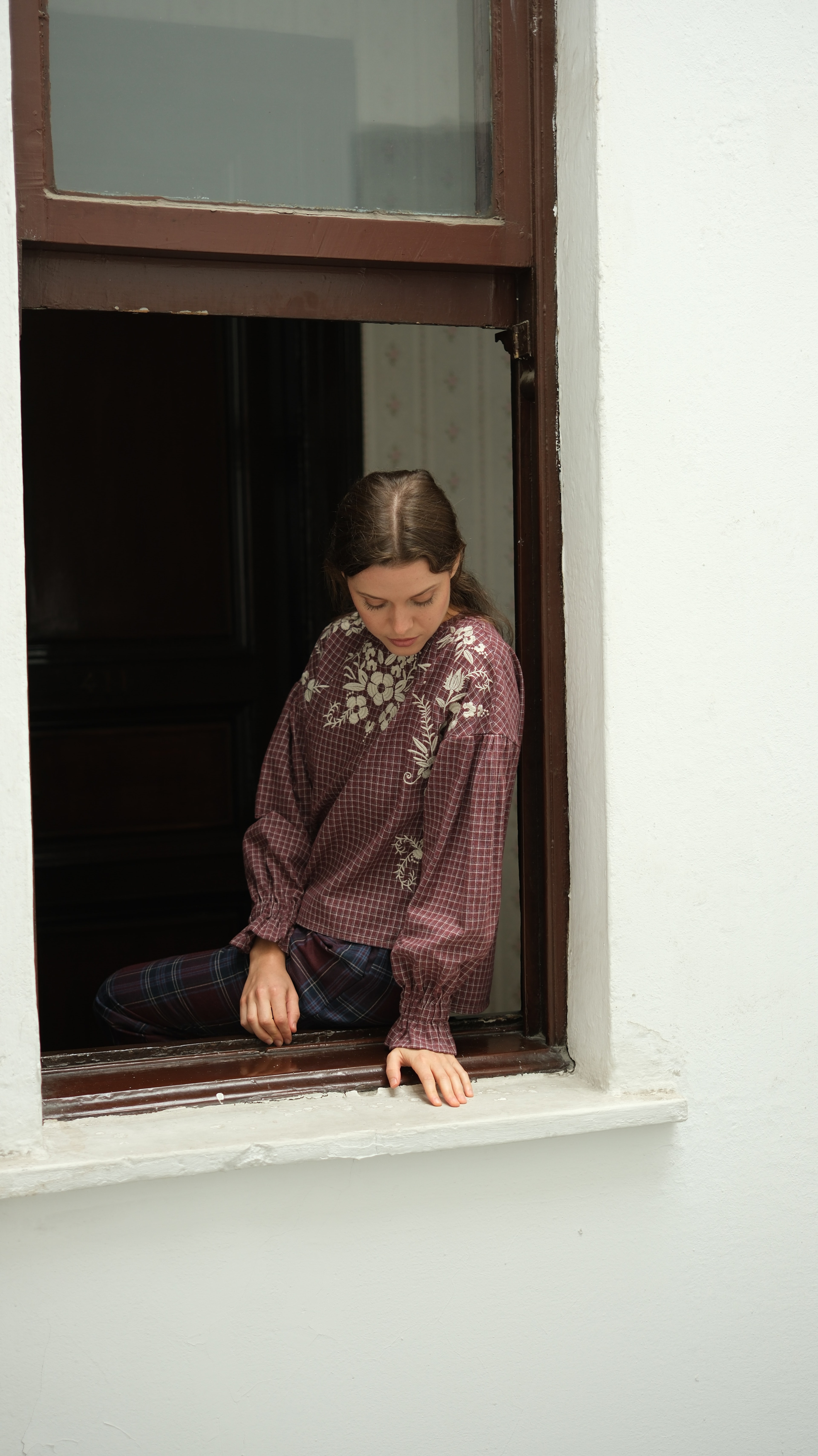 Arden Nakışlı Bluz Bordo