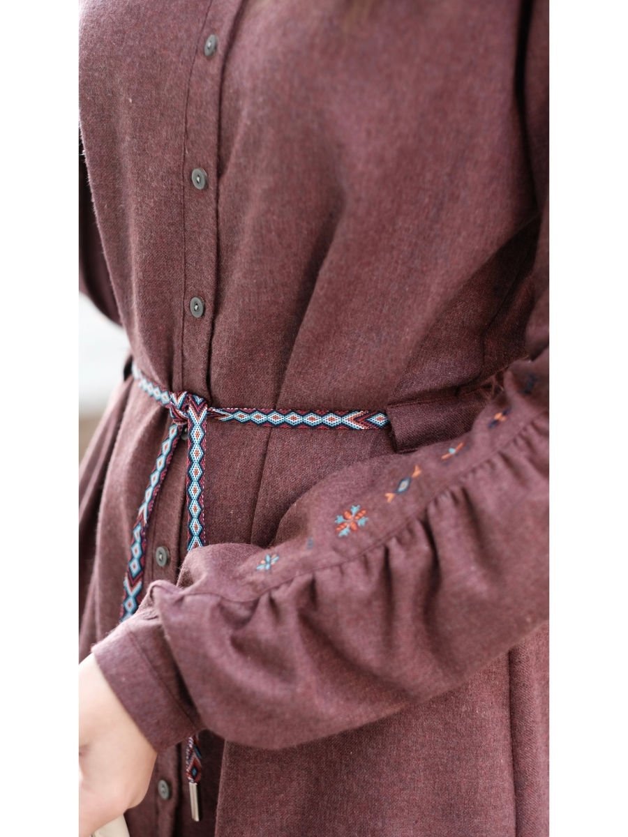 Minimal Nakışlı Tunik Bordo