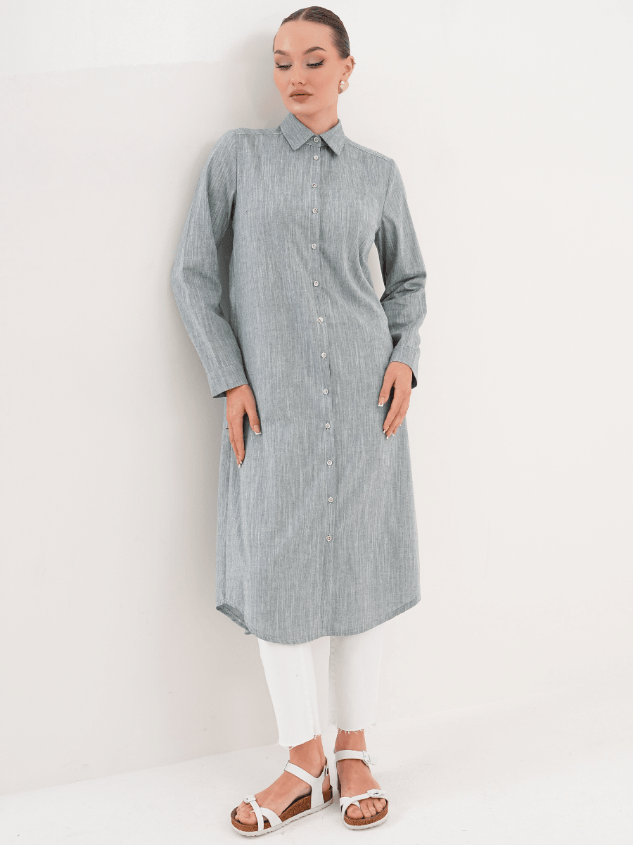 Basic Pamuklu Tunik Yeşil + Şal Hediyeli