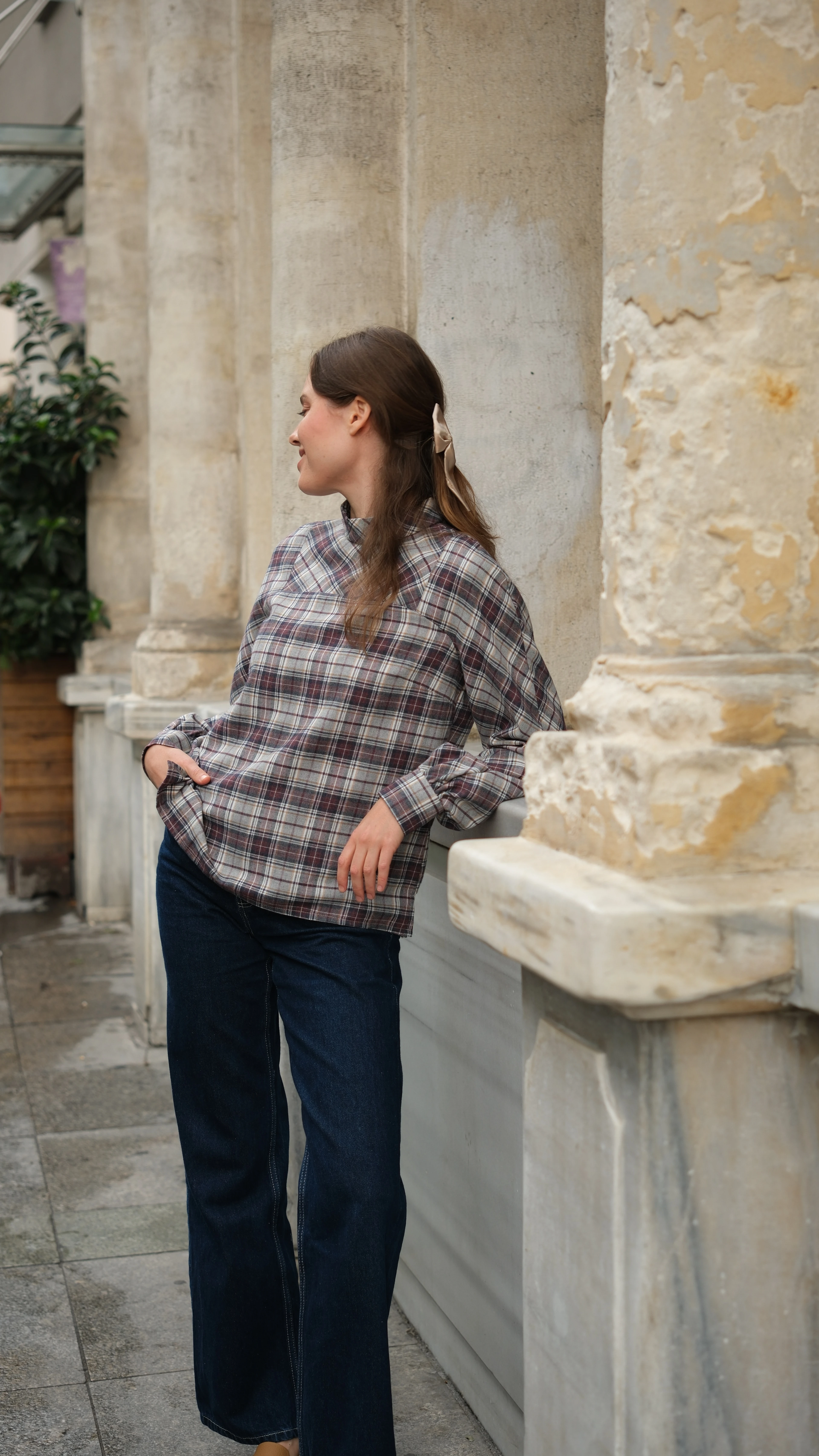 Bloom Ekose Bluz - Bordo/Laci