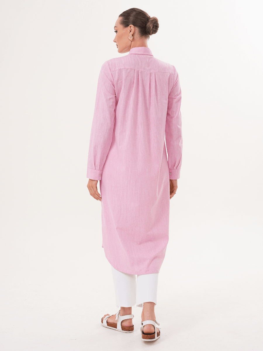 Basic Pamuklu Tunik Pembe + Şal Hediyeli