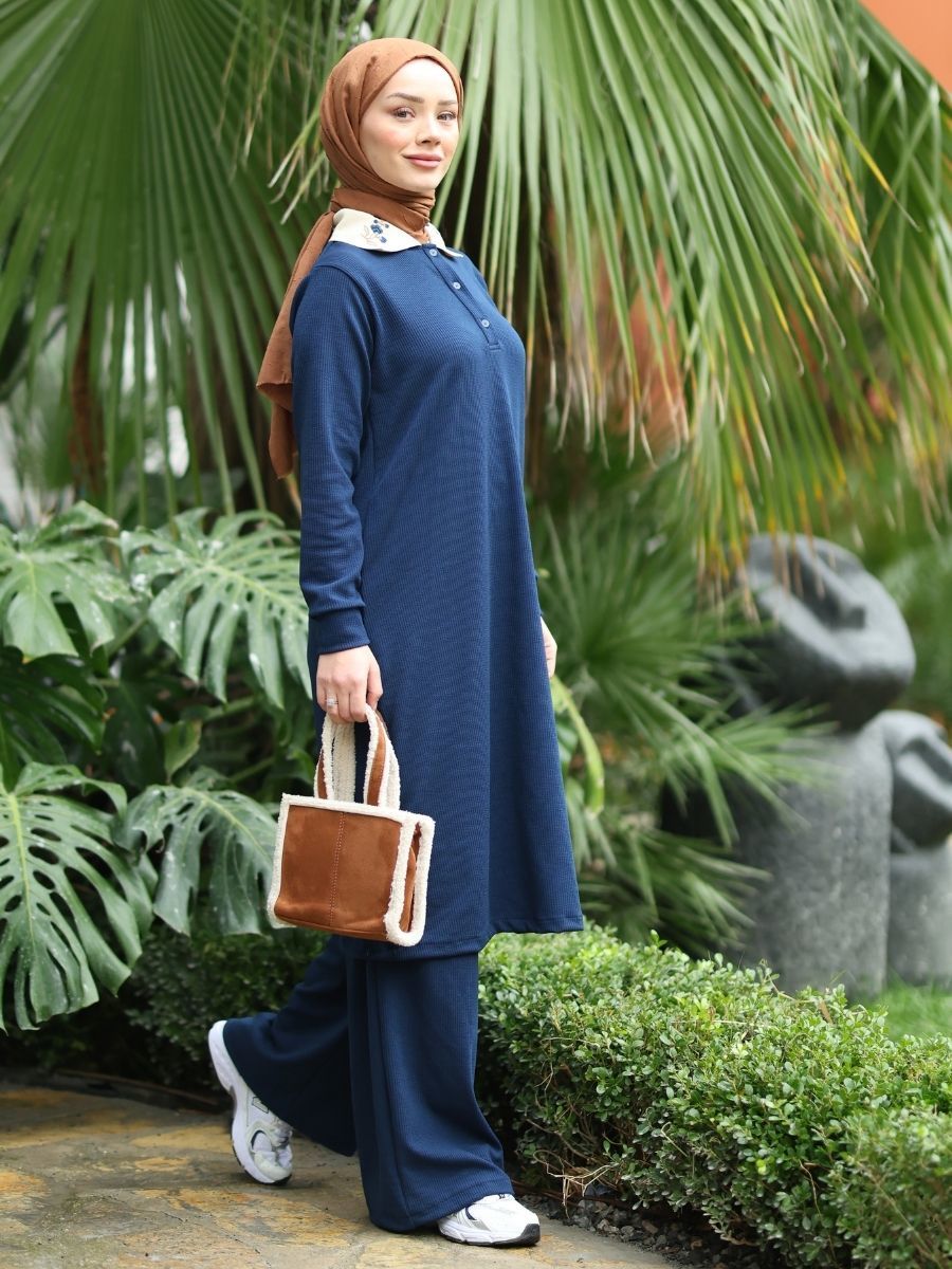 Polo Yaka Kaşkorse Tunik Sax