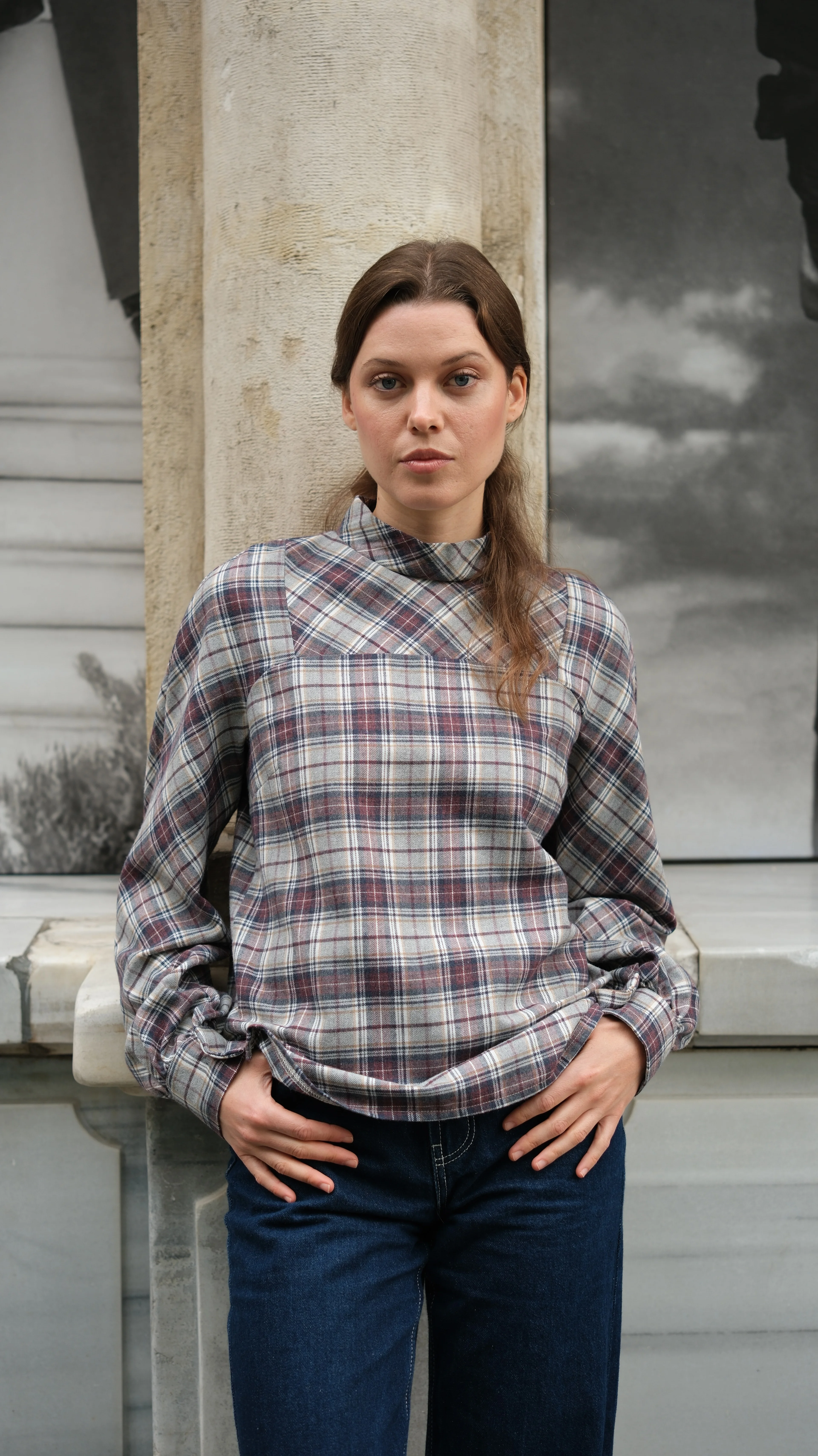 Bloom Ekose Bluz - Bordo/Laci