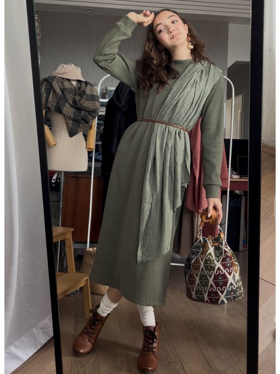 Kaşkorse Tunik Yeşil + Crash Bambu Şal