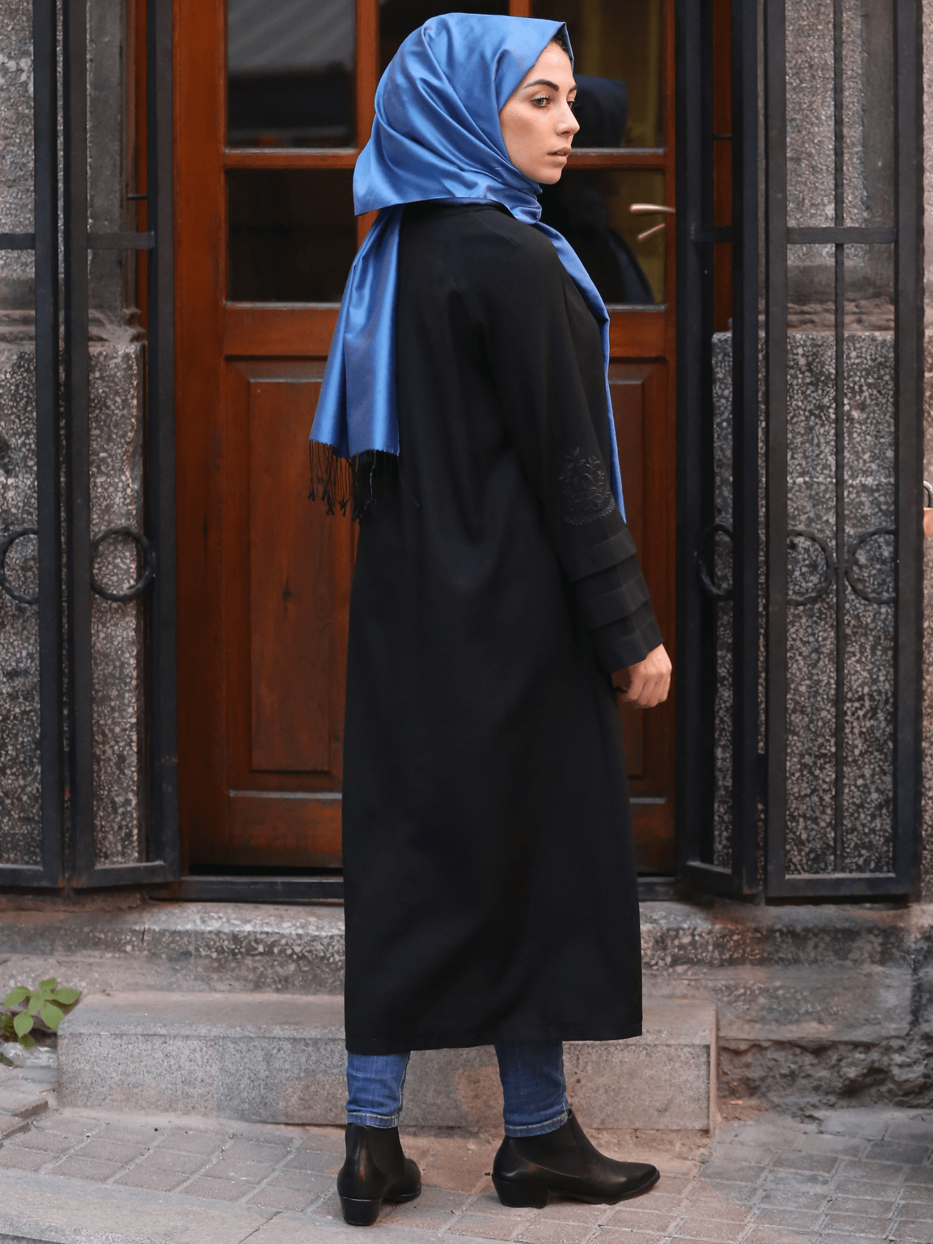 Kolu Nervürlü Tunik Siyah