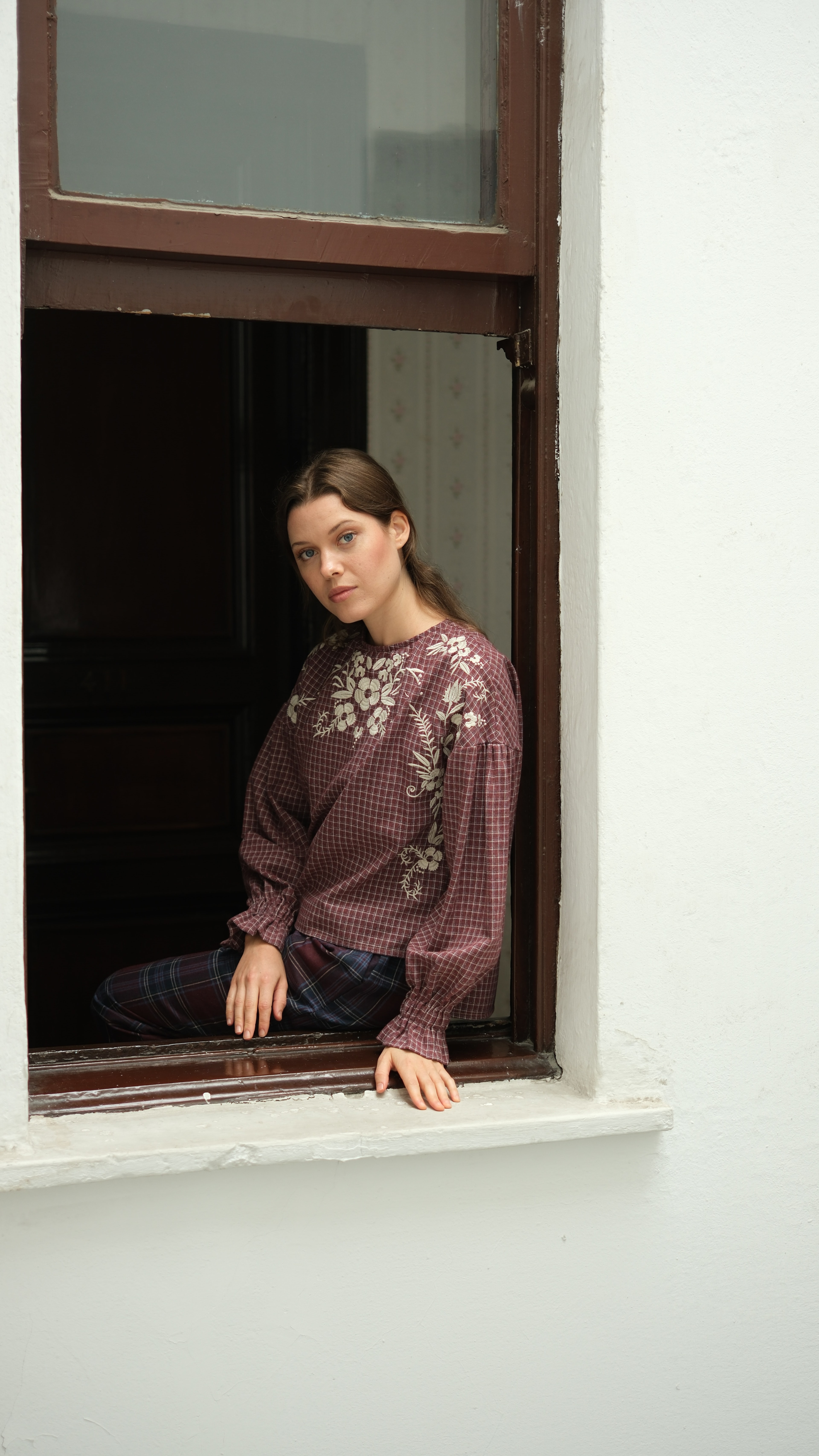 Arden Nakışlı Bluz Bordo