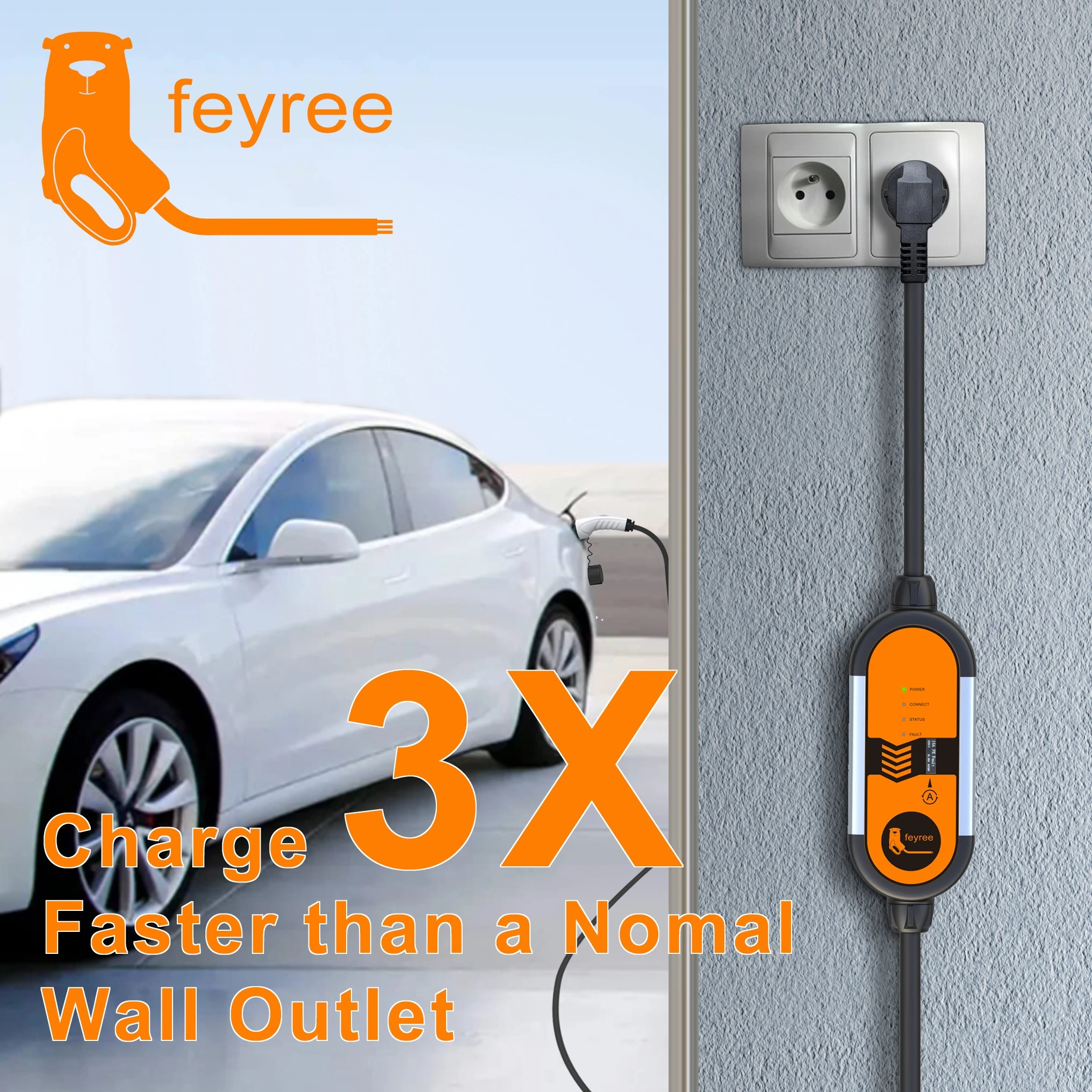 Feyree 3,5 kW 10 metre Taşınabilir Elektrikli Araç Şarj Cihazı
